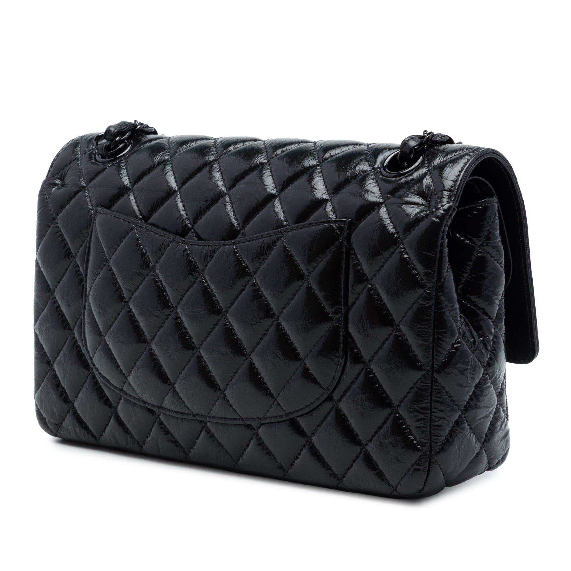 Chanel Medium Classic Shiny Crumpled Calfskin So Black Double Flap - image 2