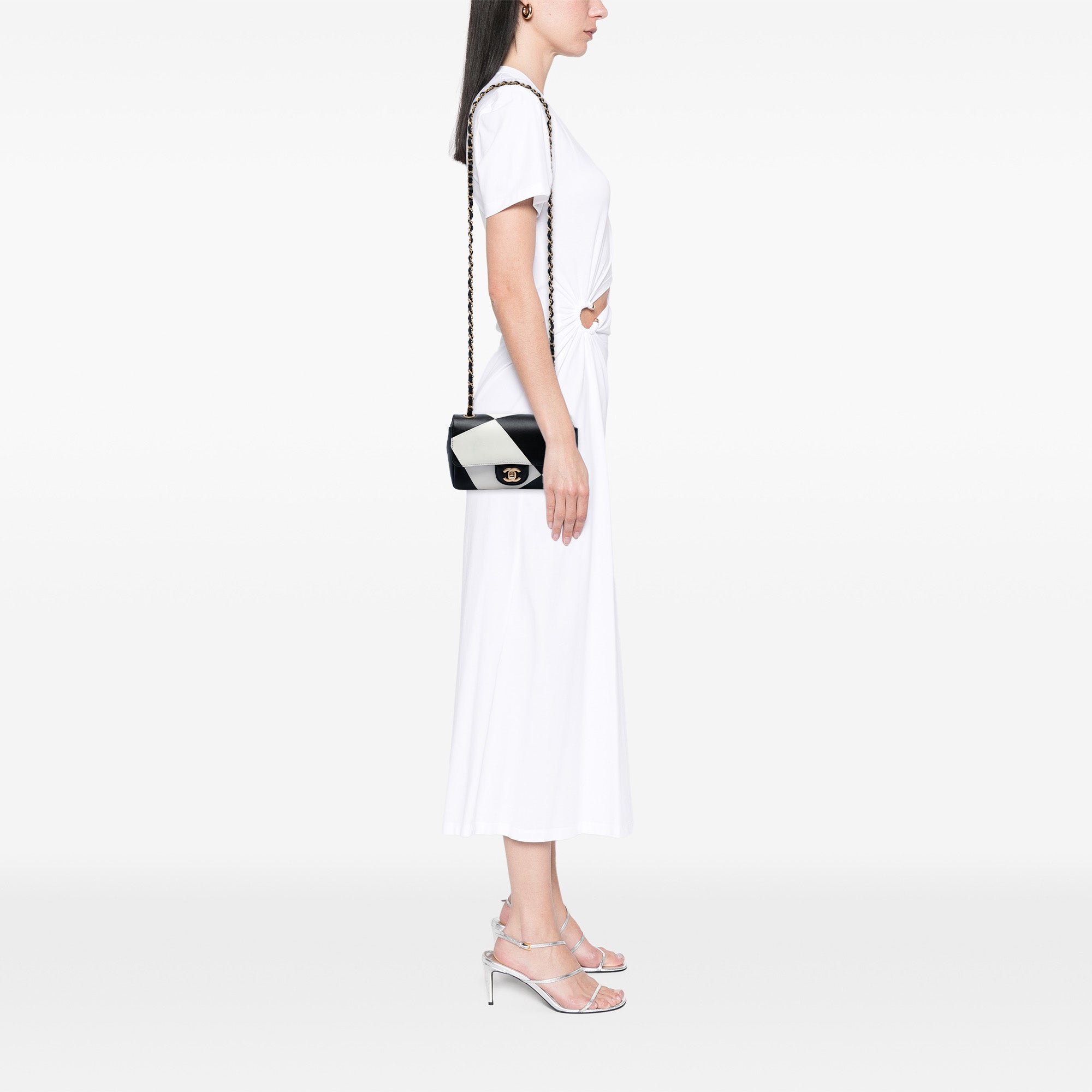 Chanel Mini Rectangular Classic Bicolor Quilted Lambskin Geometric Patchwork Single Flap - image 7