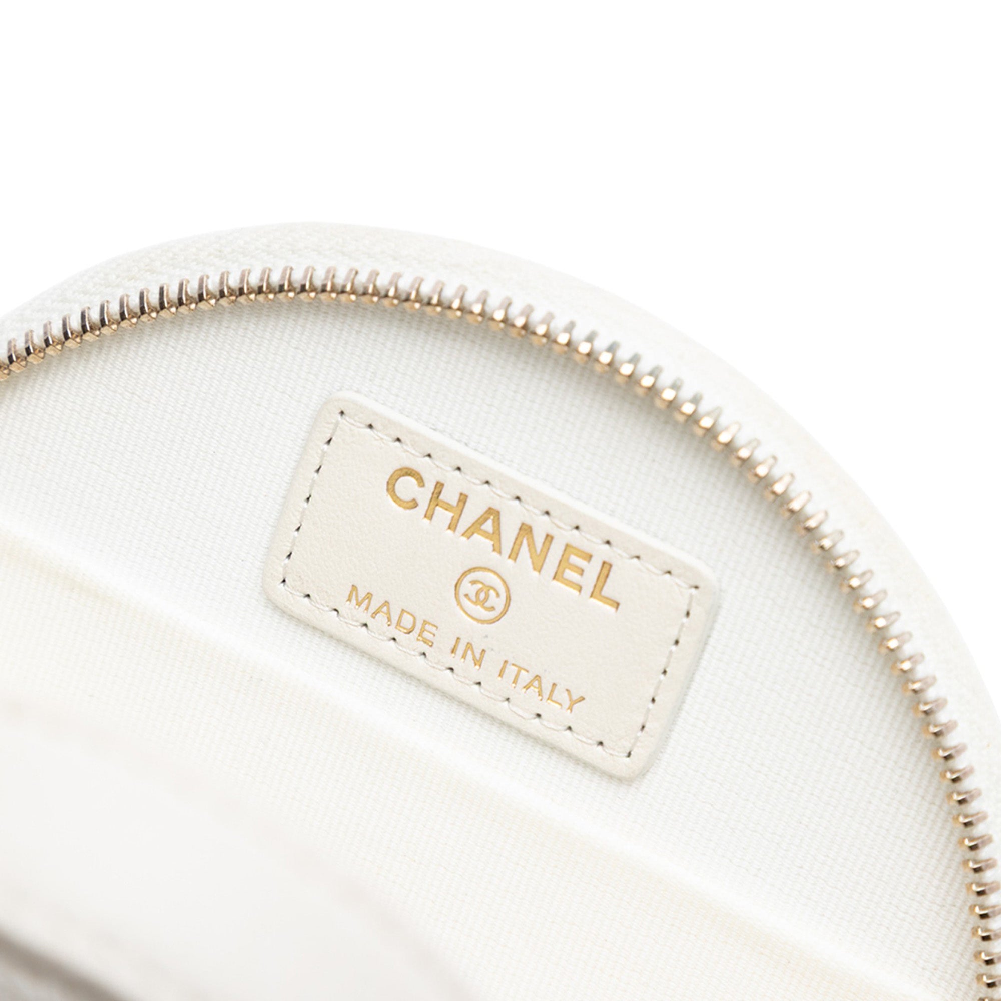 Chanel Quilted Caviar Handle With Care Round Vanity Case with Chain - image 5