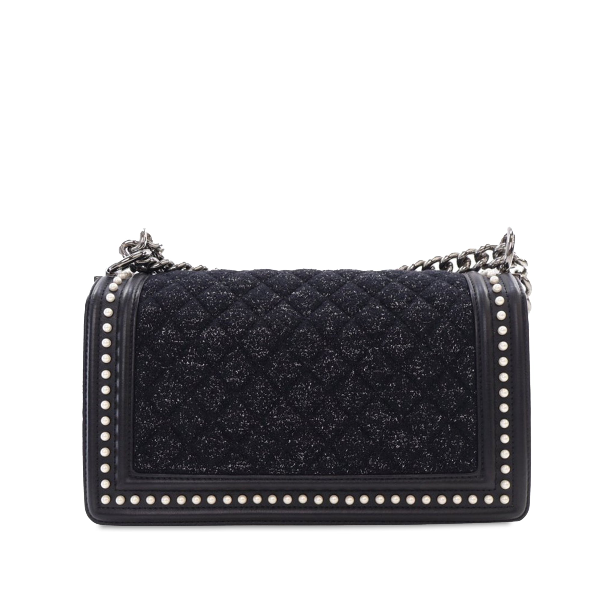 Chanel Old Medium Quilted Tweed and Calfskin Pearl Boy Flap - image 2