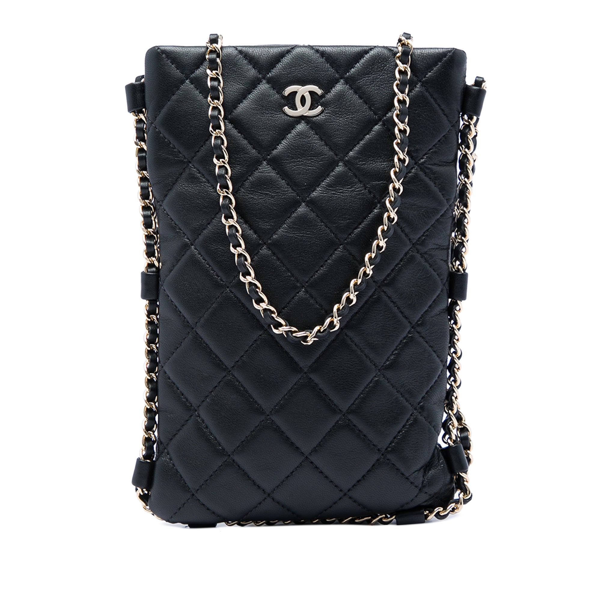 Chanel CC Quilted Lambskin Chain Around Phone Holder Crossbody - image 1