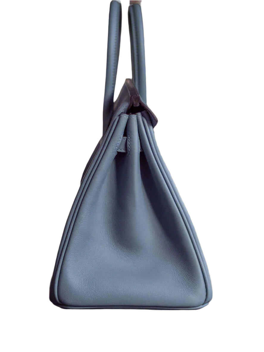 Hermes Birkin 25 Swift Bleu Lin PHW - The Refined Luxury