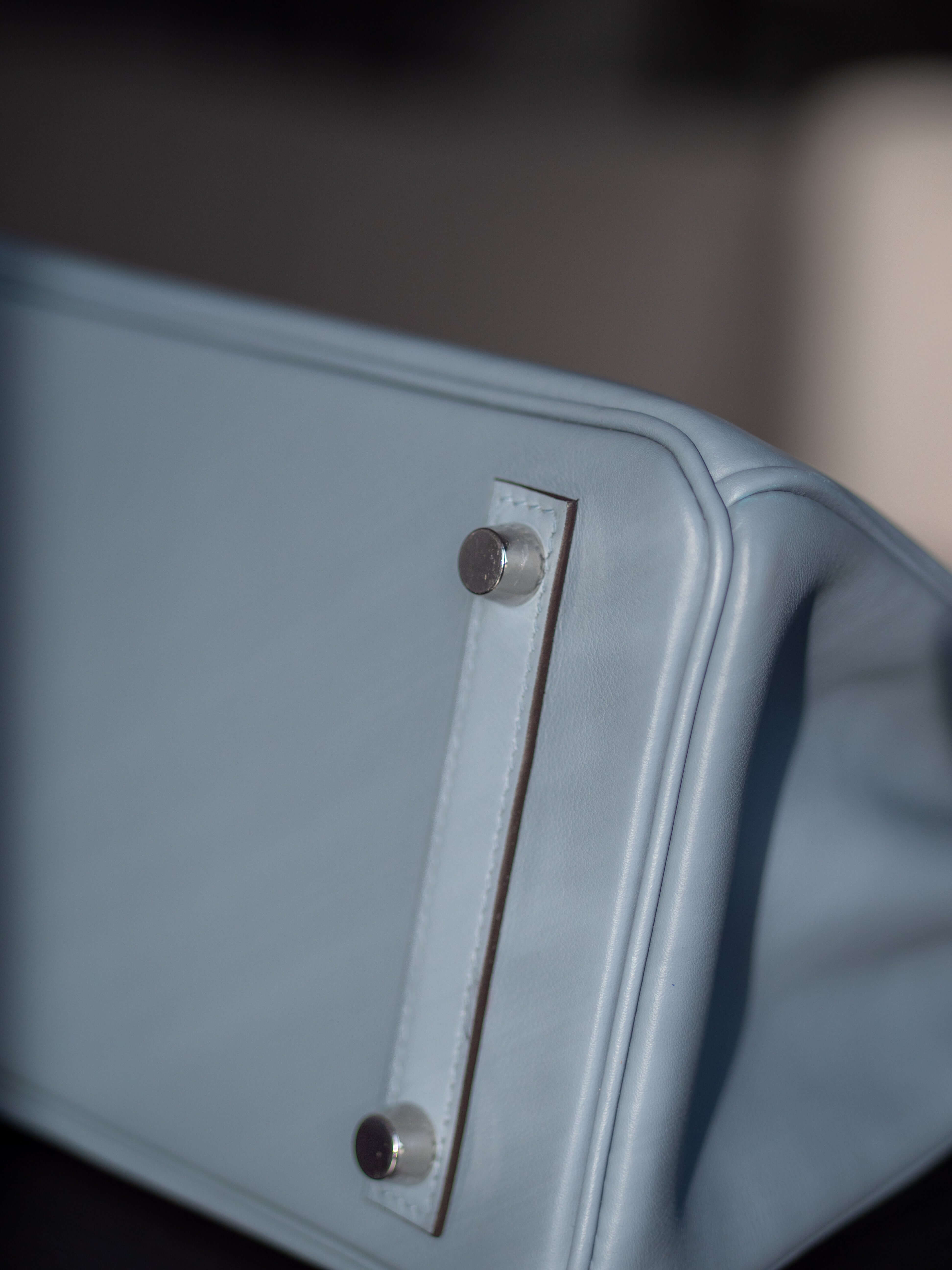 Hermes Birkin 25 Swift Bleu Lin PHW - The Refined Luxury