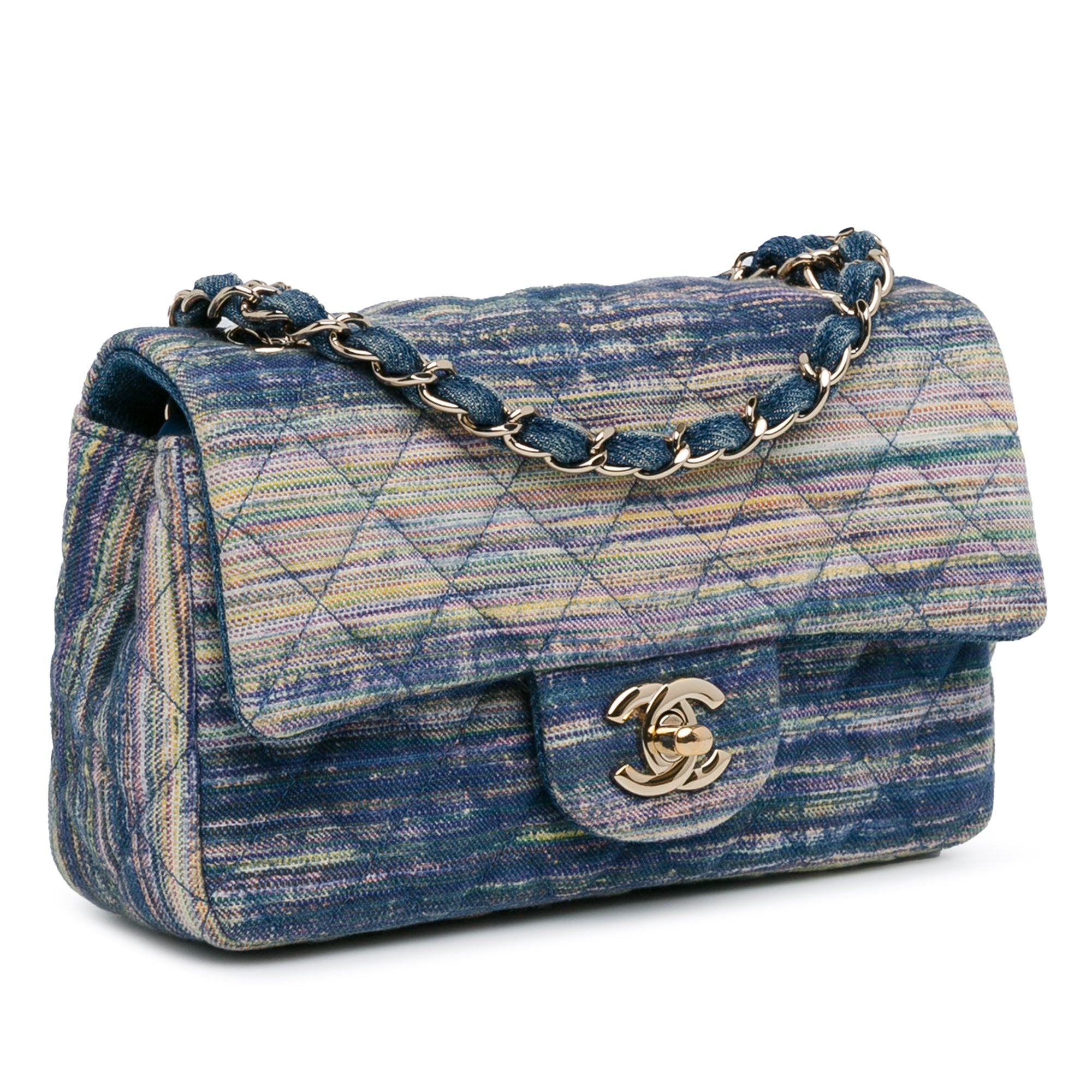 Chanel Mini Rectangular Classic Multicolor Denim Single Flap - image 2