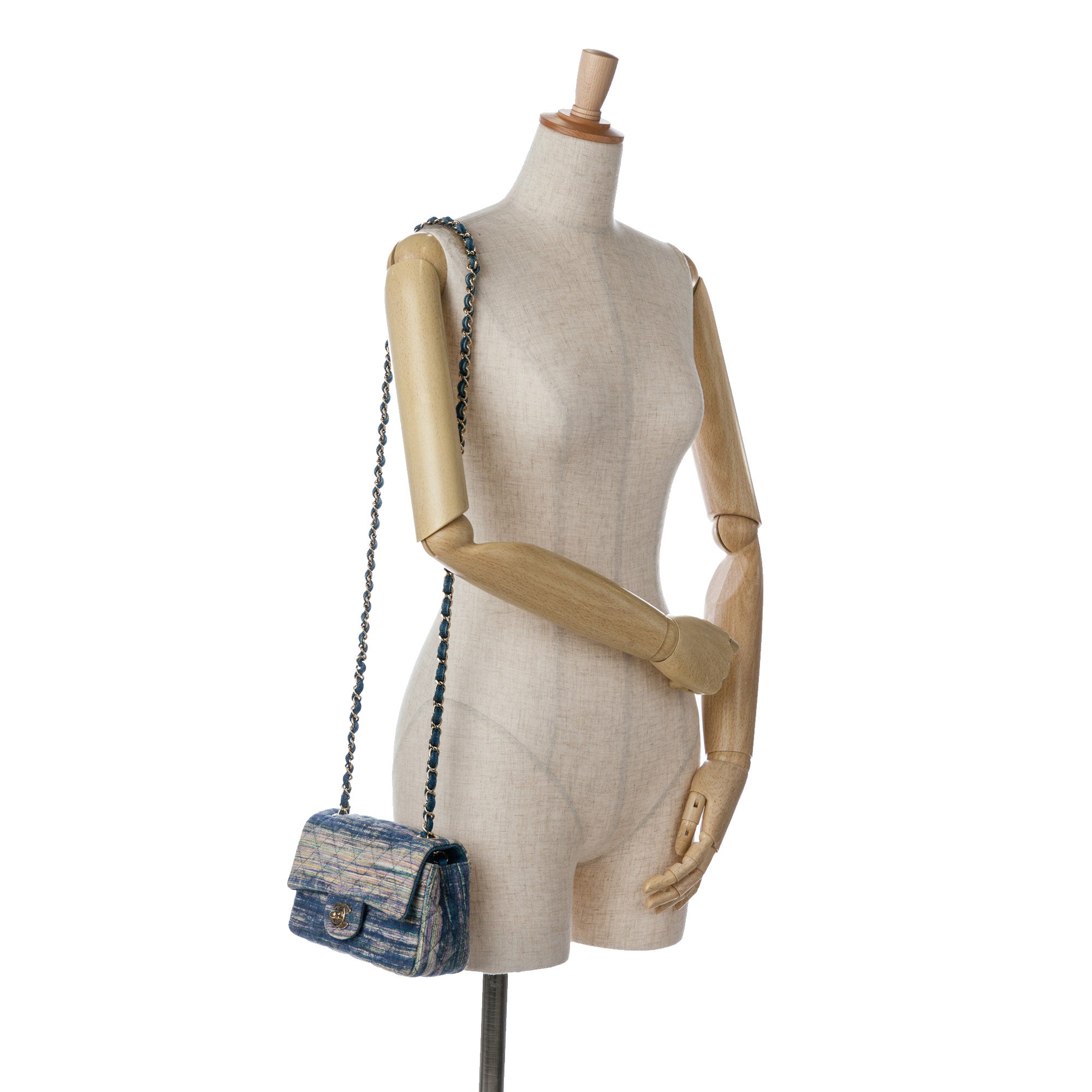 Chanel Mini Rectangular Classic Multicolor Denim Single Flap - image 9
