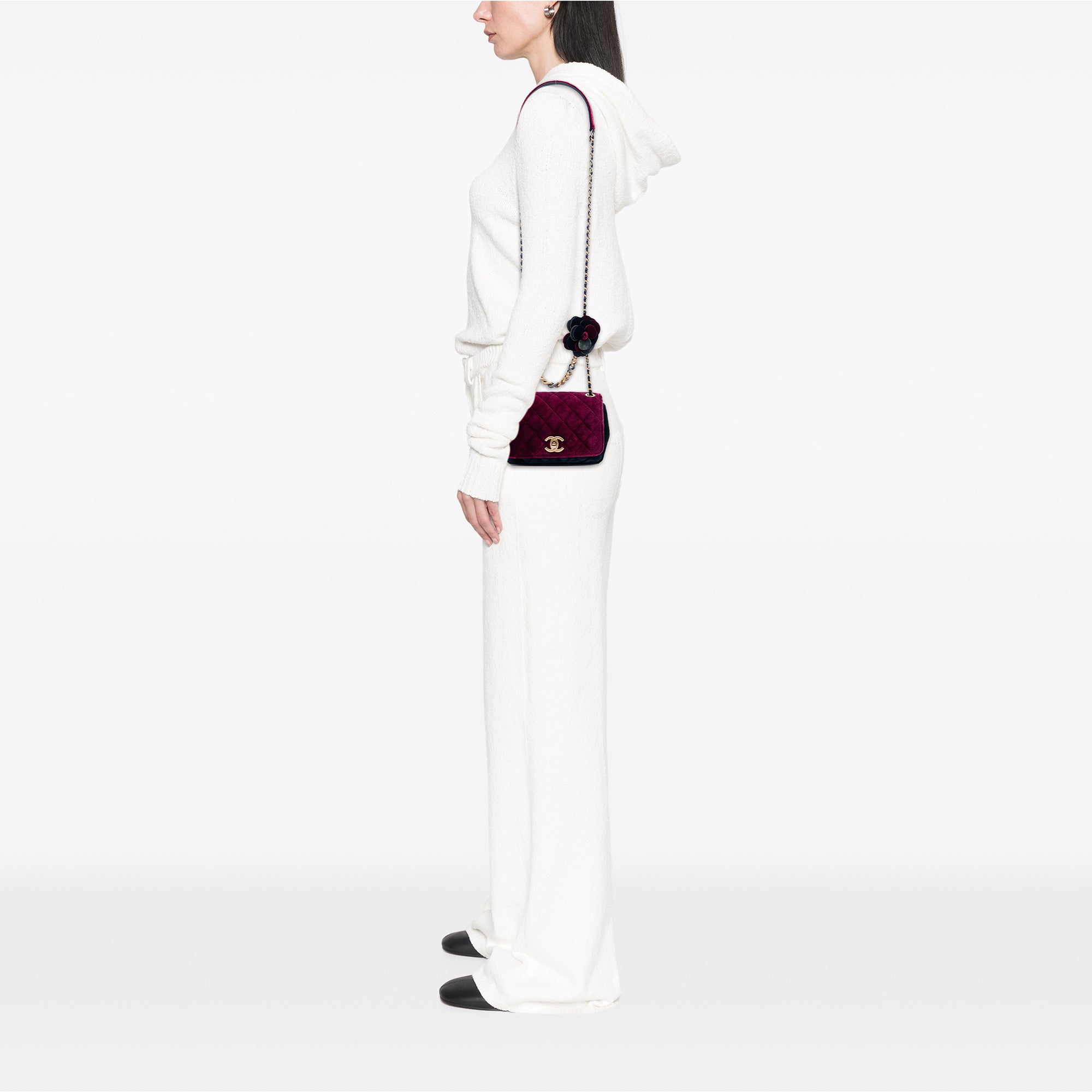 Chanel Paris Cosmopolite Small Tricolor Quilted Velvet Private Affair Camellia Flap - image 6