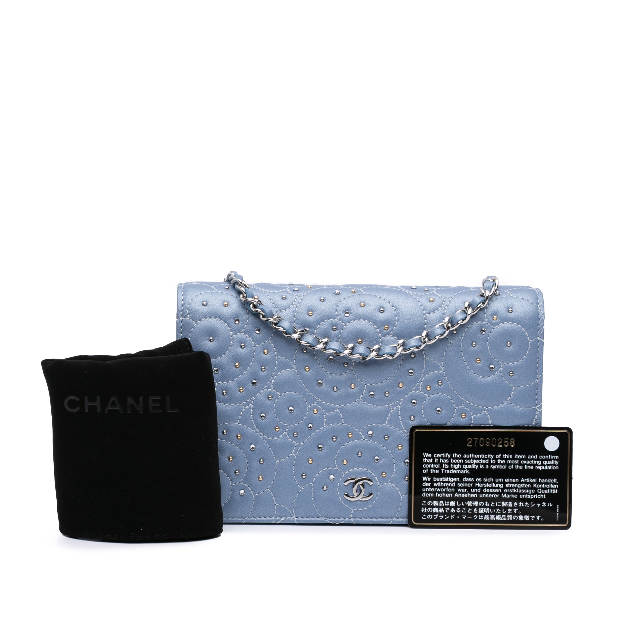 Chanel CC Studded Lambskin Camellia Wallet On Chain - image 12