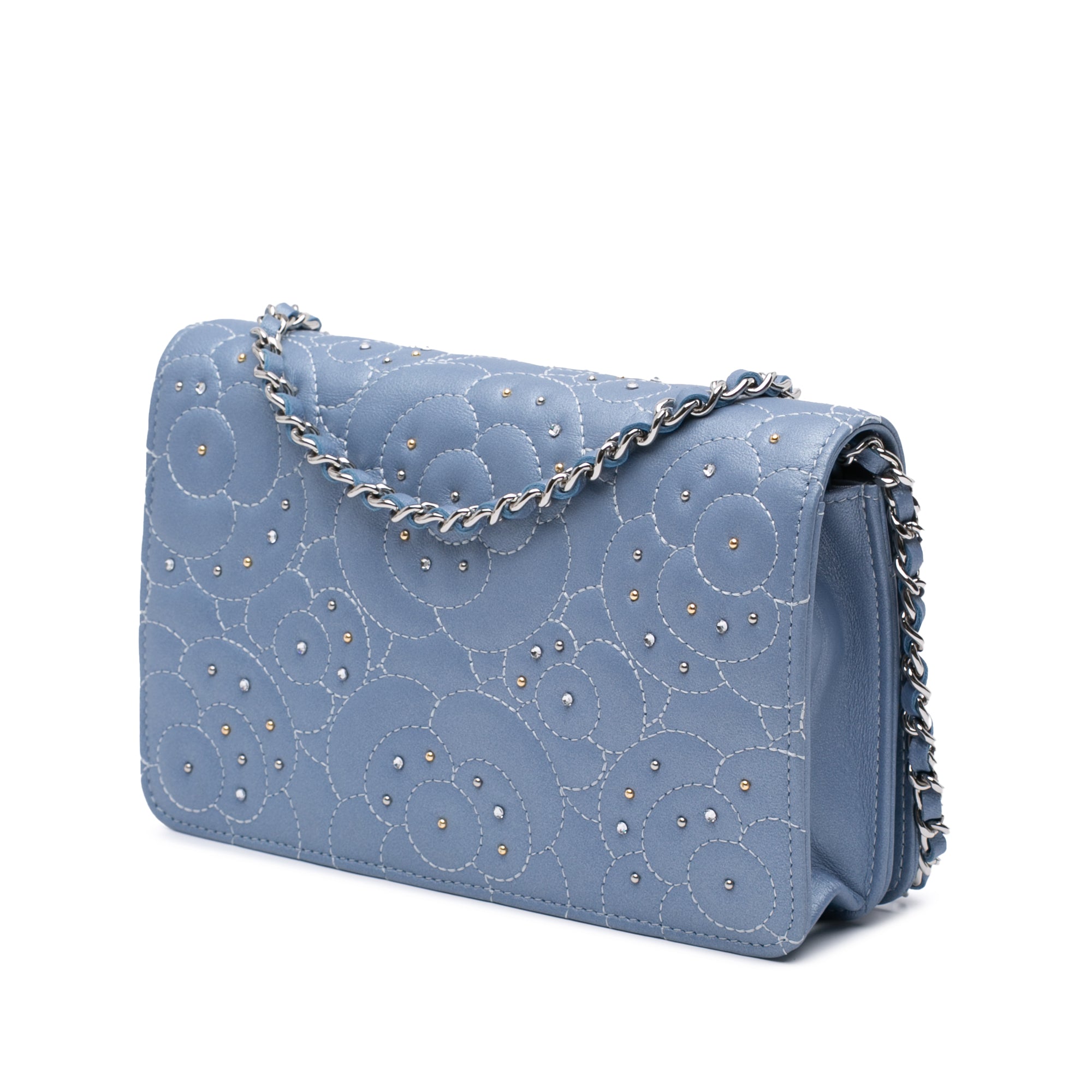 Chanel CC Studded Lambskin Camellia Wallet On Chain - image 2