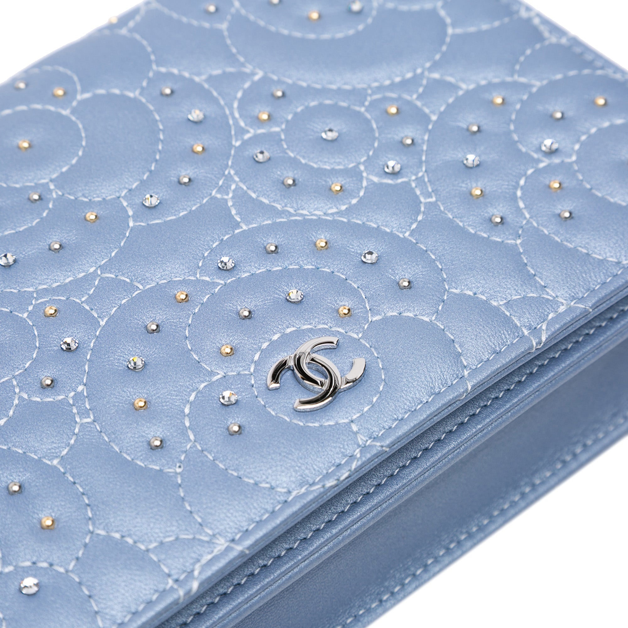 Chanel CC Studded Lambskin Camellia Wallet On Chain - image 9