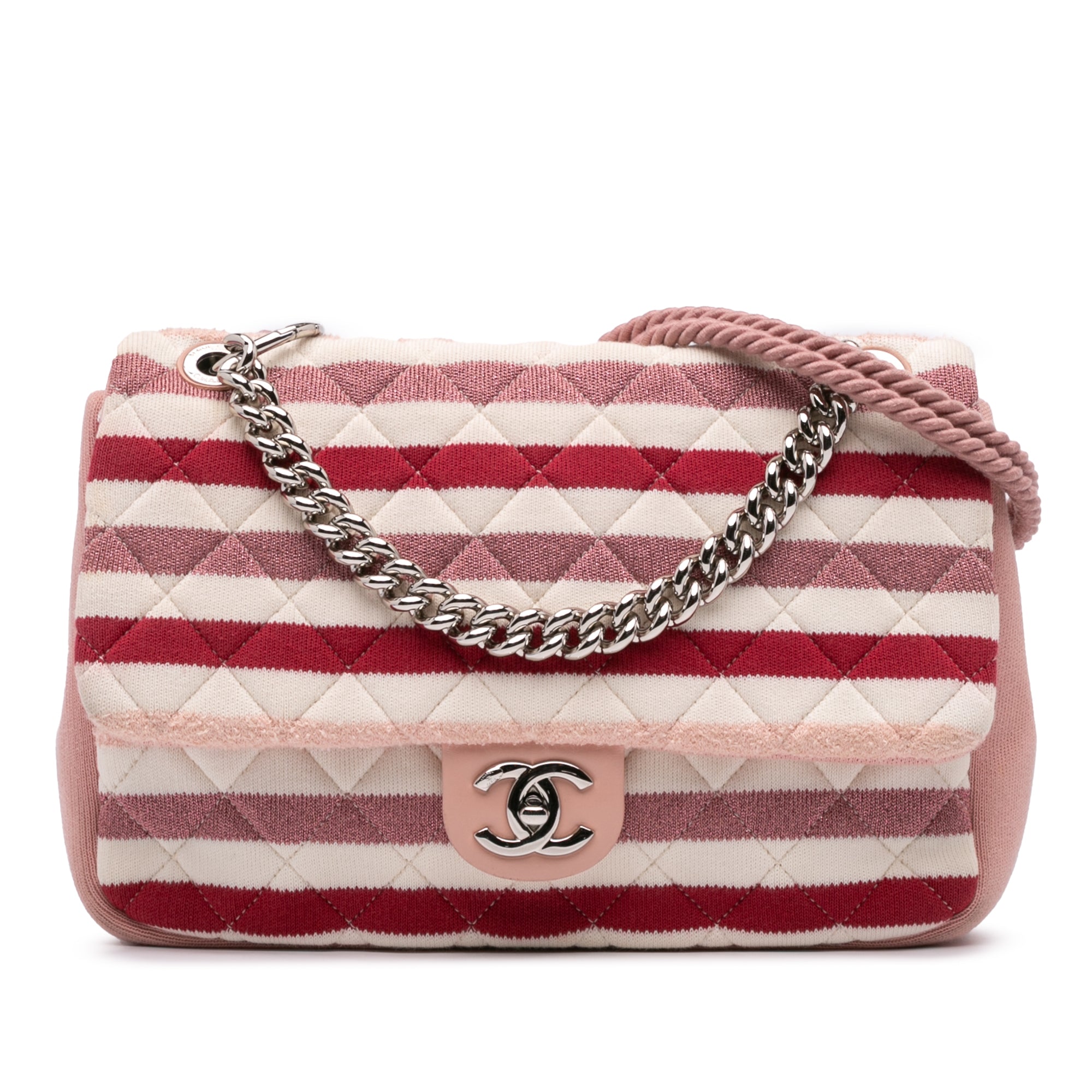 Chanel Jumbo Stripe Jersey Felt and Rope Flap - image 1