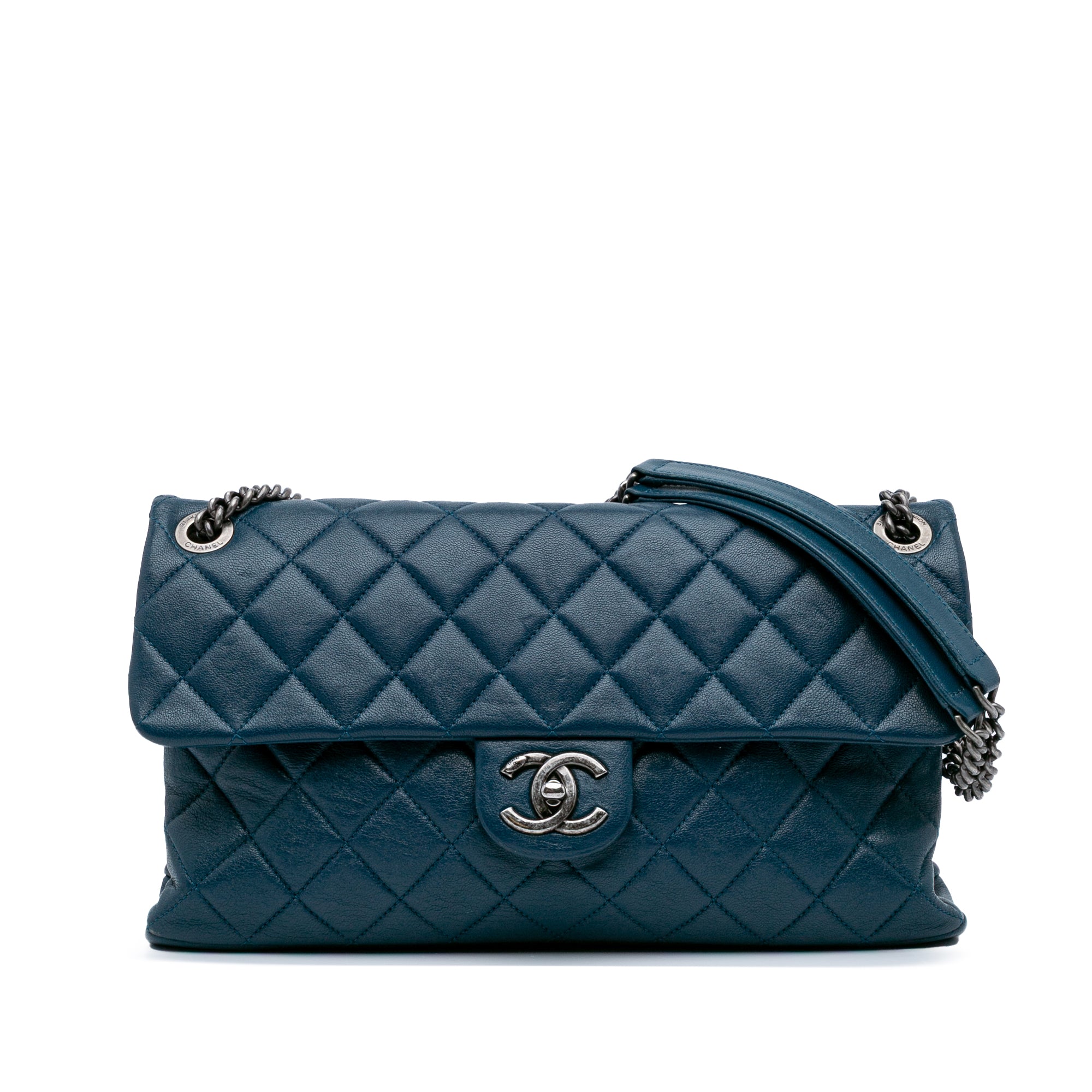 Chanel Large Shiny Quilted Lambskin Burgundy Rocks Flap - image 1