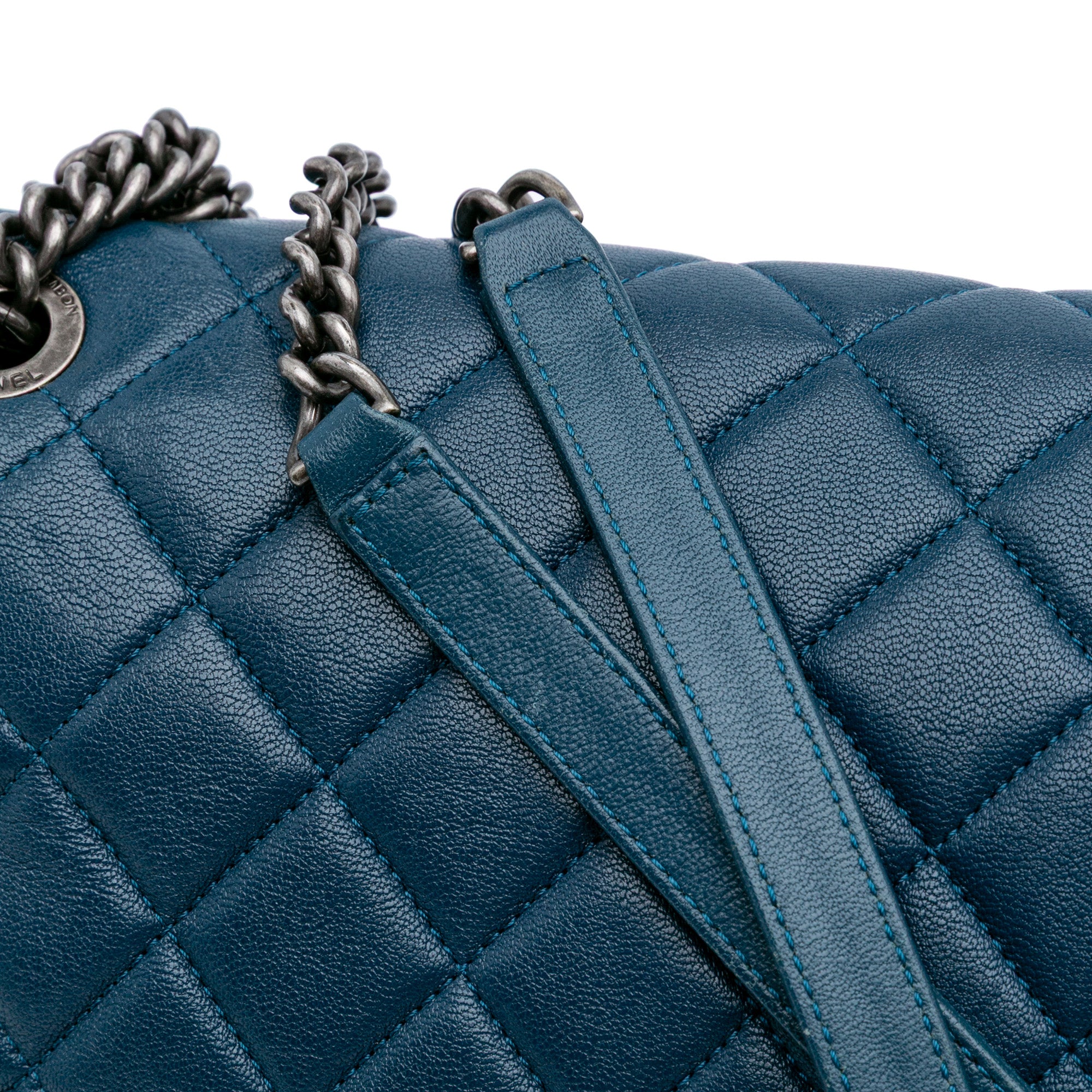Chanel Large Shiny Quilted Lambskin Burgundy Rocks Flap - image 10