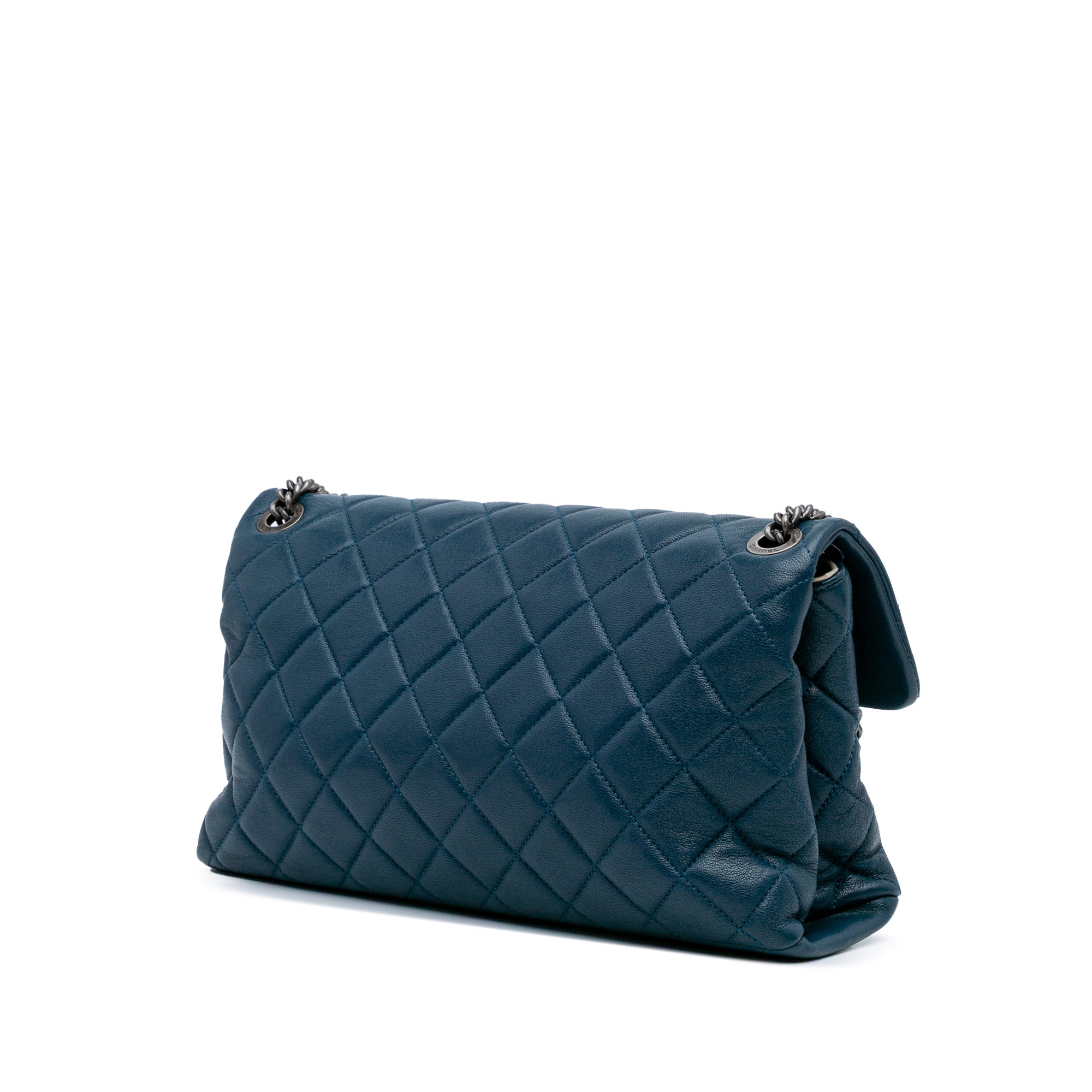 Chanel Large Shiny Quilted Lambskin Burgundy Rocks Flap - image 2