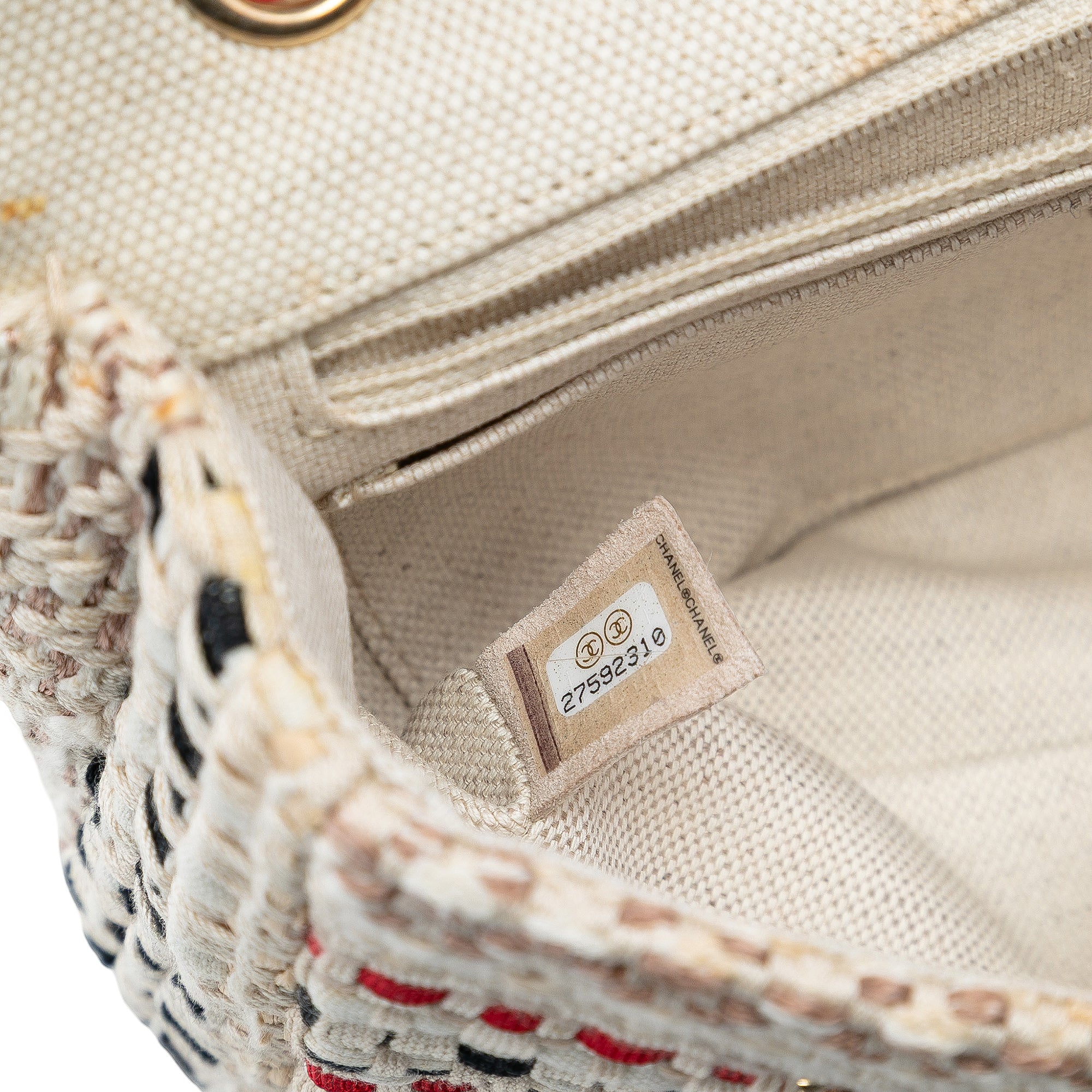 Chanel Medium Classic Tweed and Cotton Raffia Single Flap - image 5