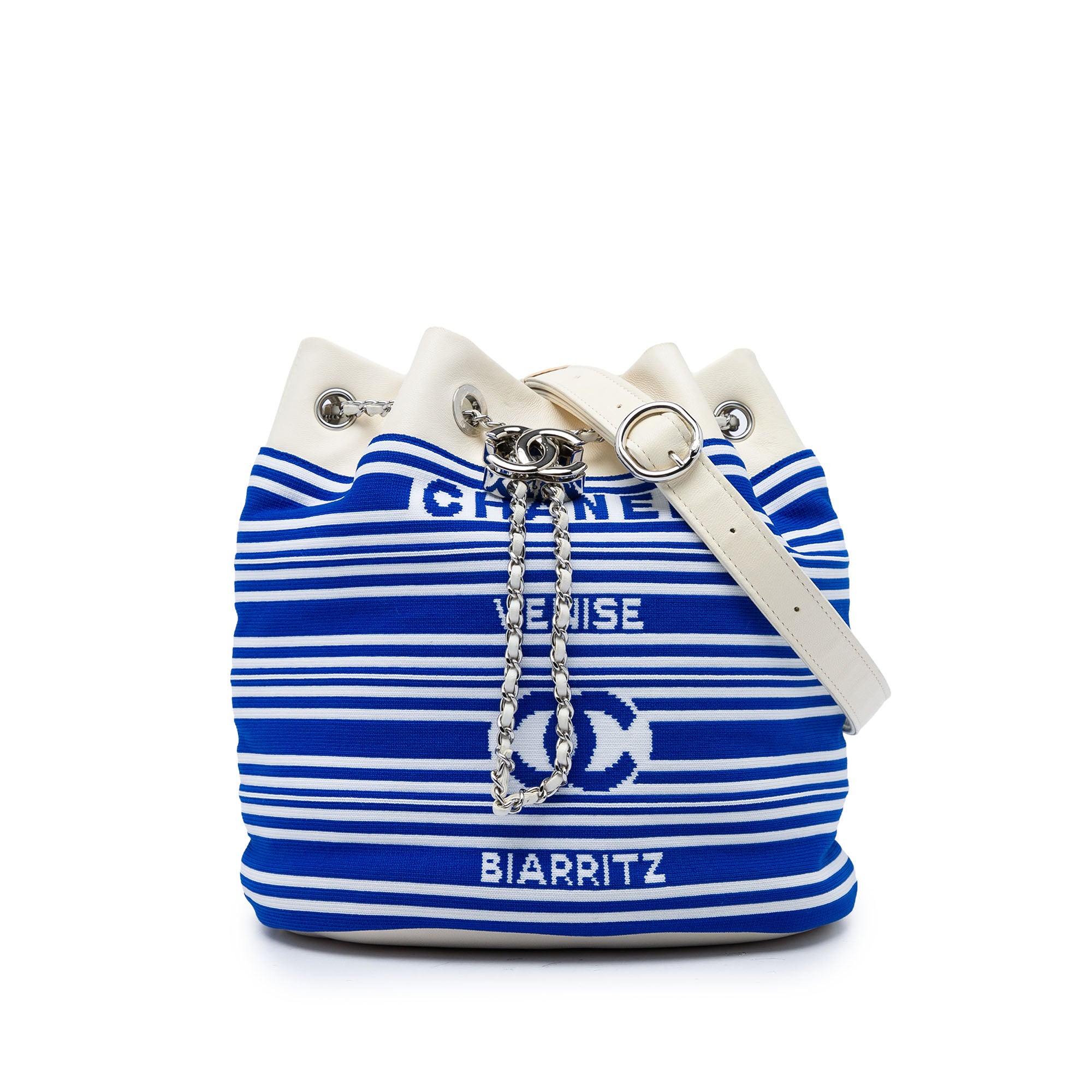 Chanel Venise Biarritz Mixed Fibers and Lambskin Drawstring Bucket Bag - image 1