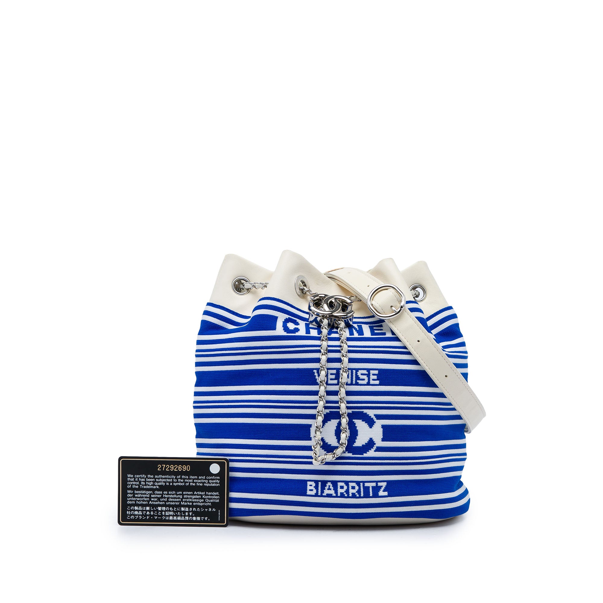 Chanel Venise Biarritz Mixed Fibers and Lambskin Drawstring Bucket Bag - image 6