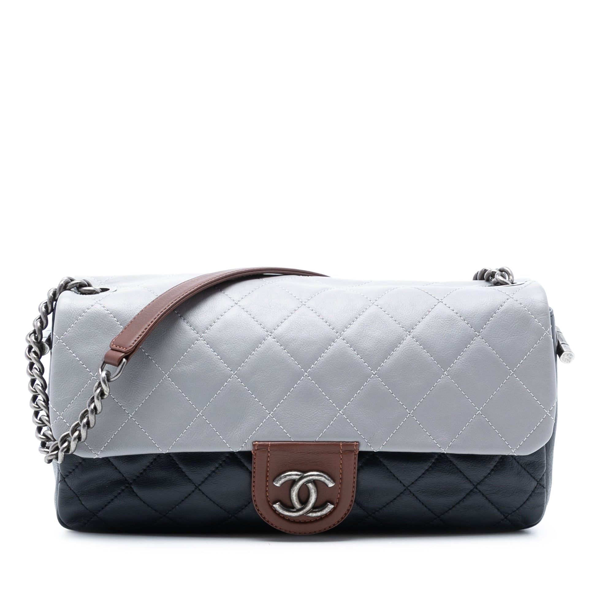 Chanel Large Tricolor Quilted Lambskin Country Chic Flap - image 1