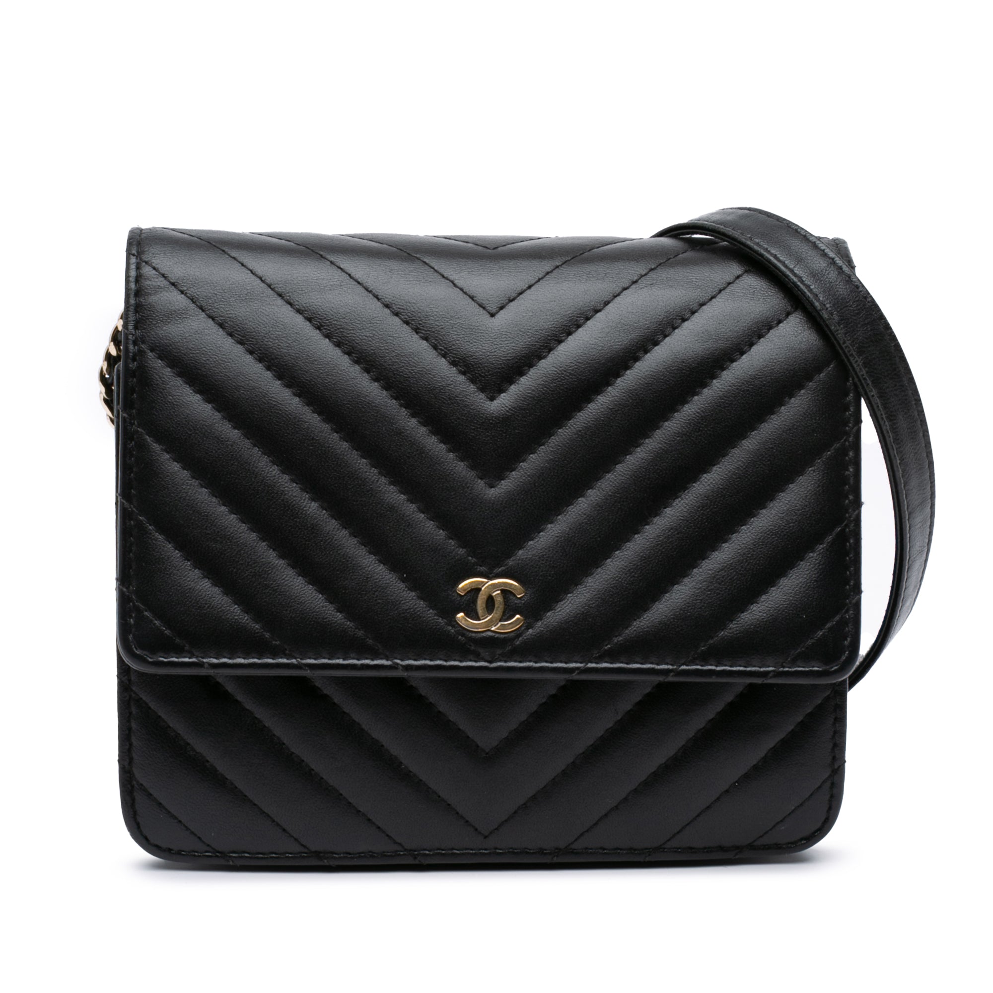 Chanel CC Chevron Lambskin Square Wallet On Chain - image 1