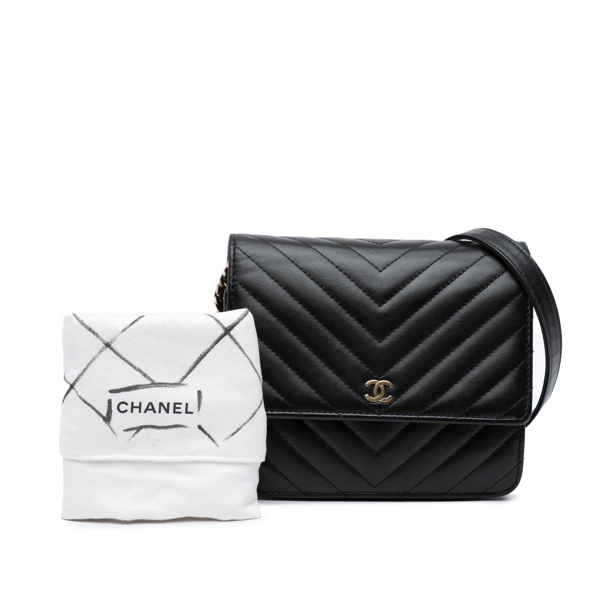 Chanel CC Chevron Lambskin Square Wallet On Chain - image 10