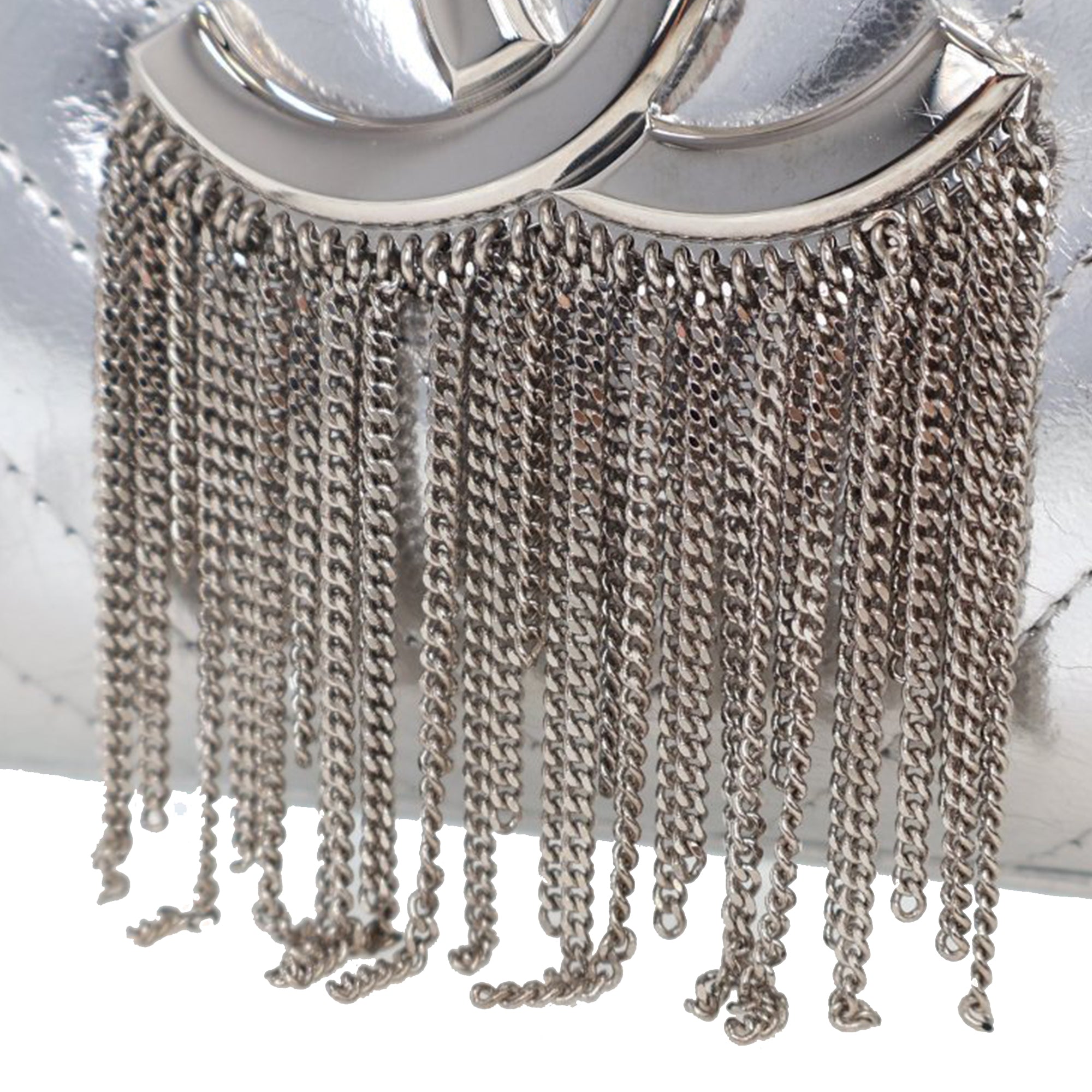 Chanel CC Chevron Metallic Crumpled Lambskin Fringe Evening Bag - image 9