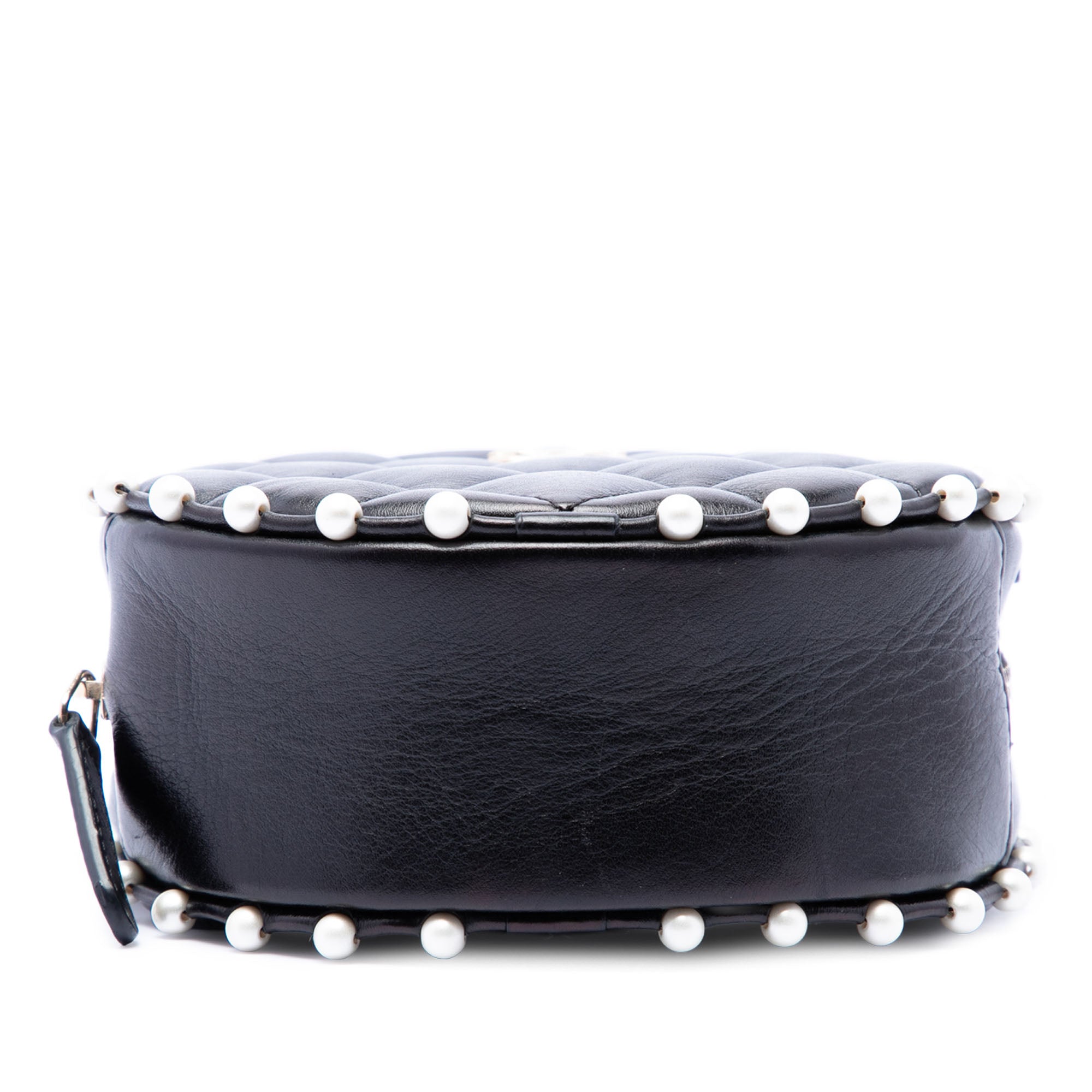 Chanel Quilted Calfskin Pearl Studded Round Clutch with Chain - image 3
