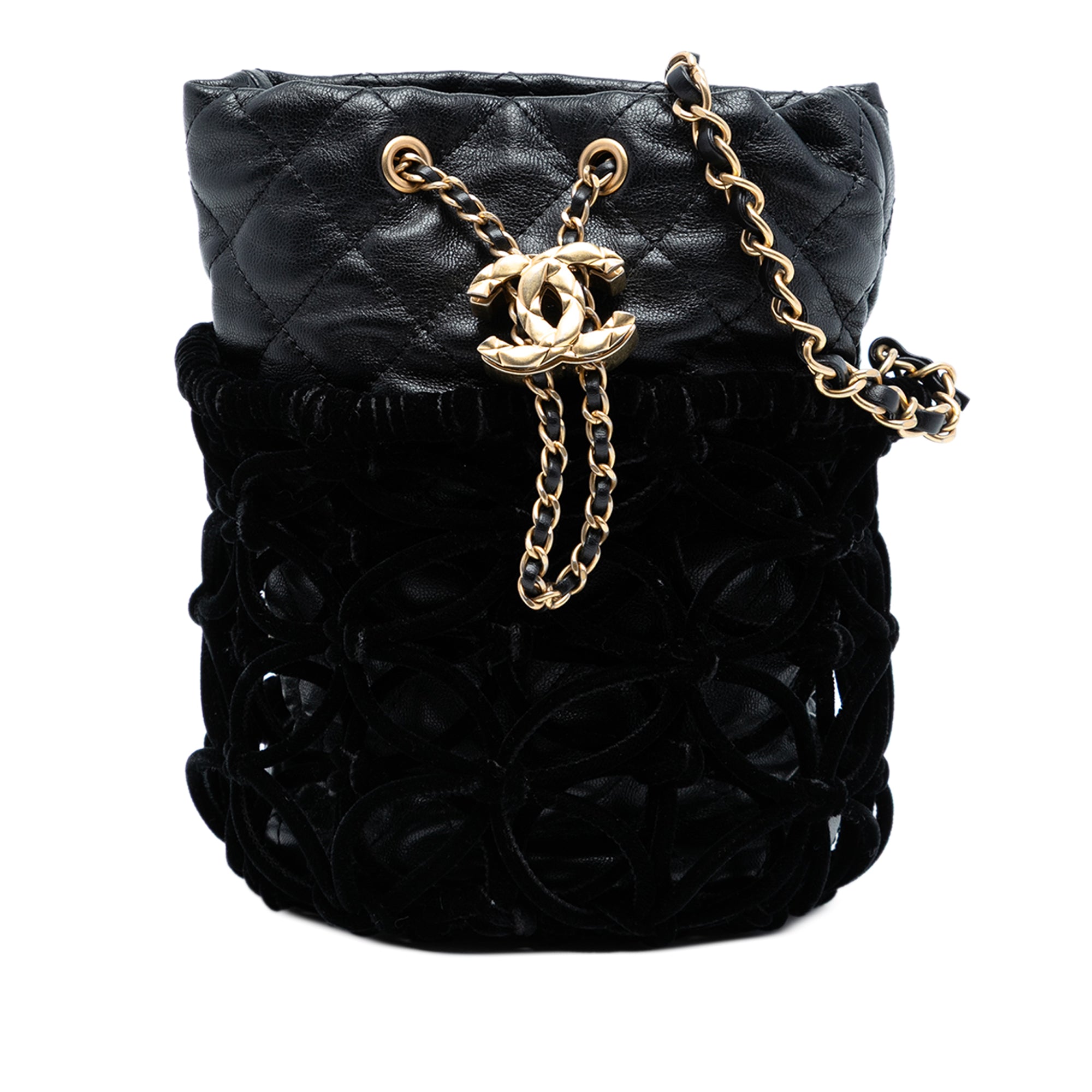 Chanel Braided Velvet Goatskin Drawstring Bucket - image 1