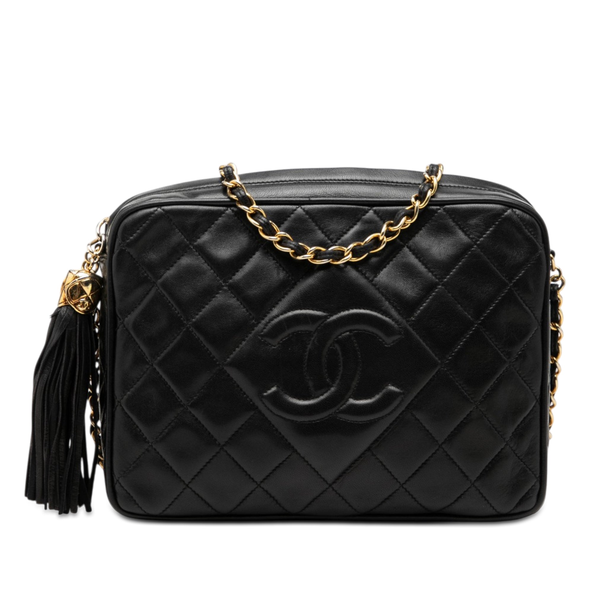 Chanel CC Quilted Lambskin Tassel Camera Bag - image 1