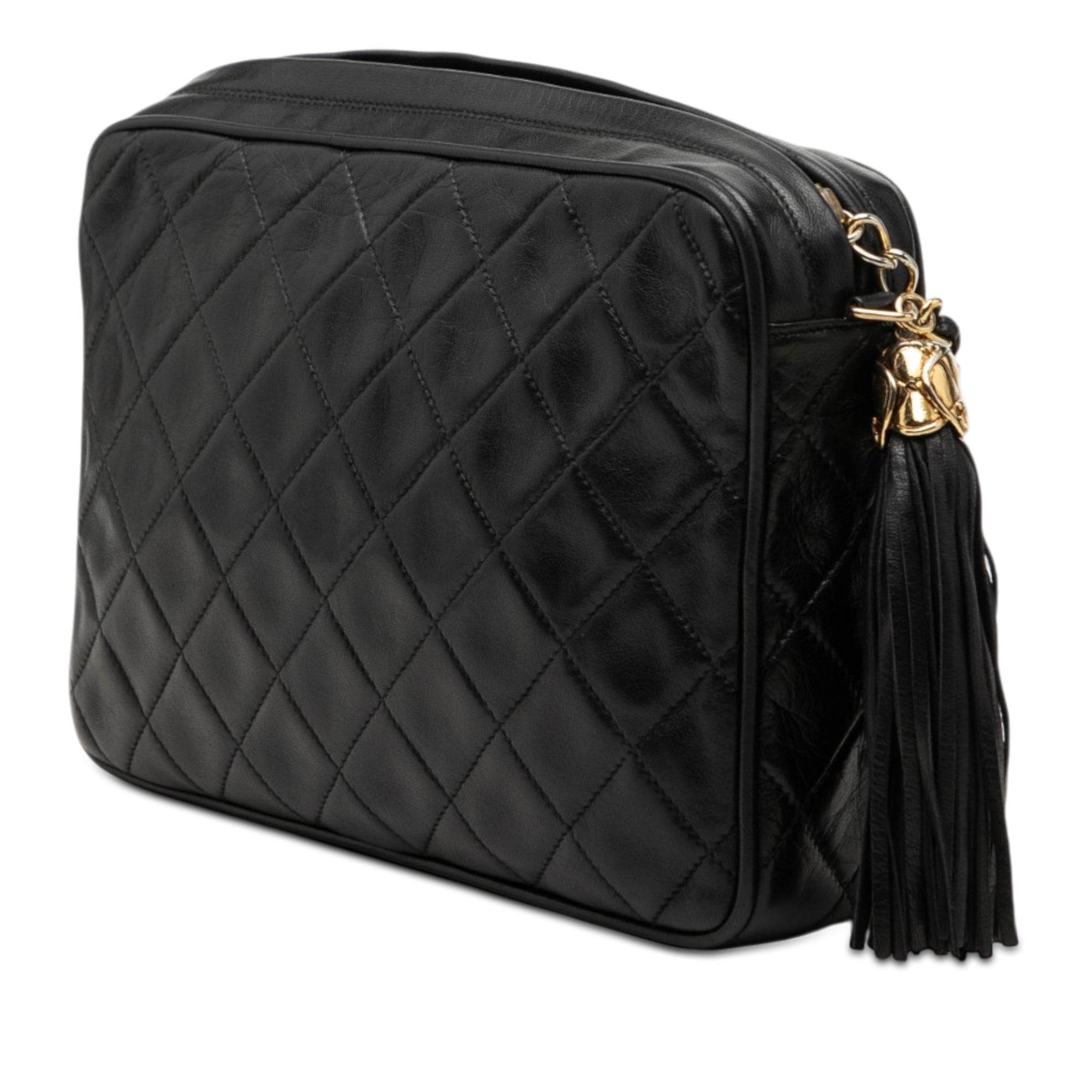 Chanel CC Quilted Lambskin Tassel Camera Bag - image 2