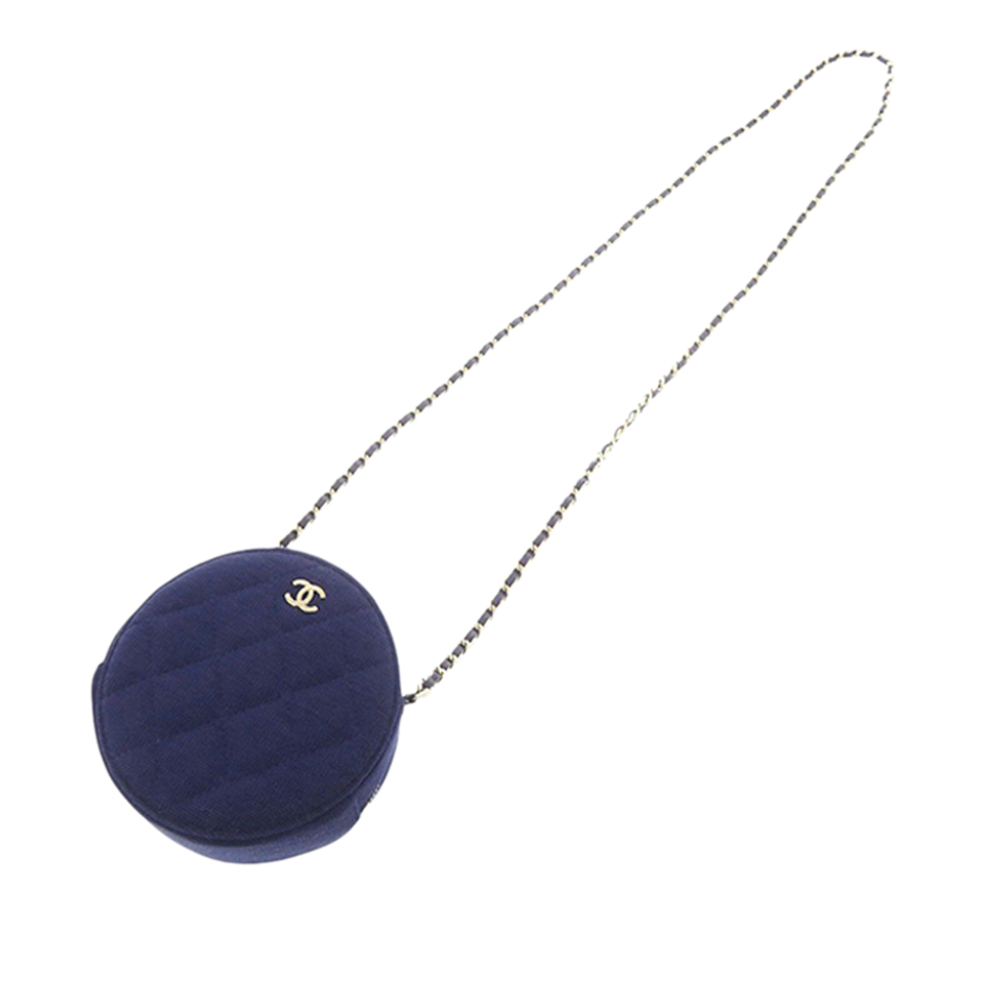 Chanel CC Quilted Jersey Round Clutch with Chain - image 2