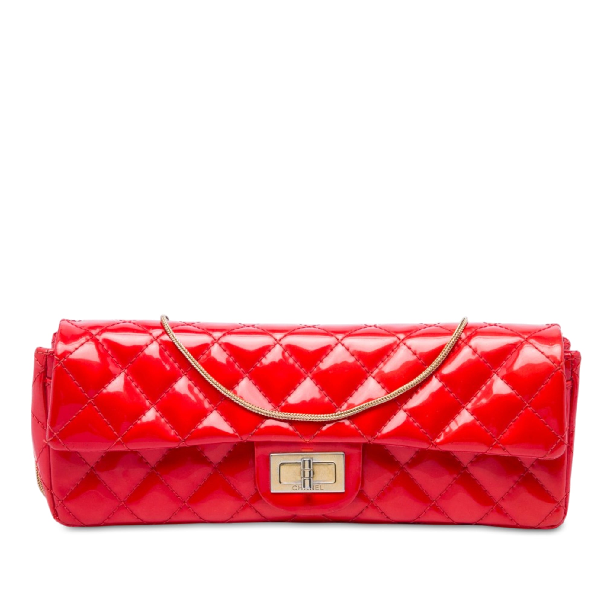 Chanel Quilted Patent Reissue 2.55 East West Flap Clutch with Chain - image 1