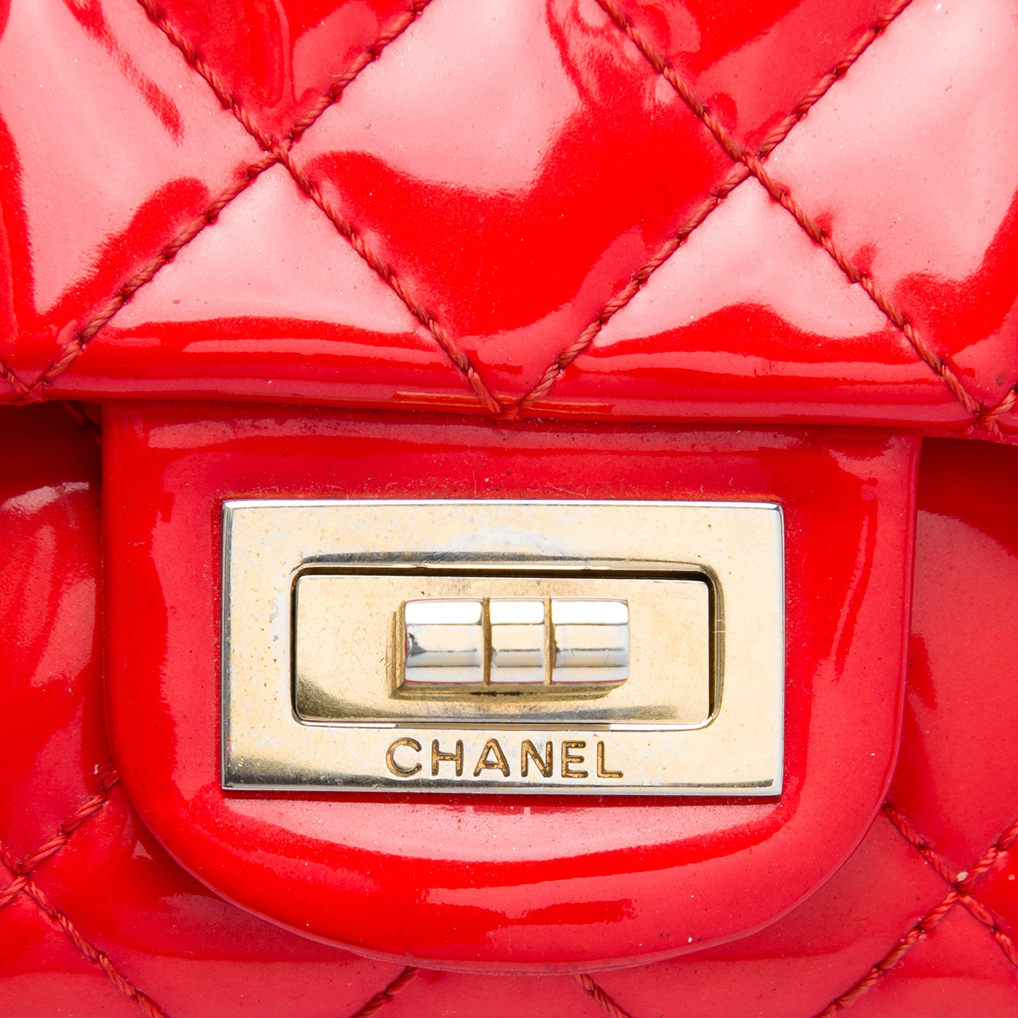 Chanel Quilted Patent Reissue 2.55 East West Flap Clutch with Chain - image 5