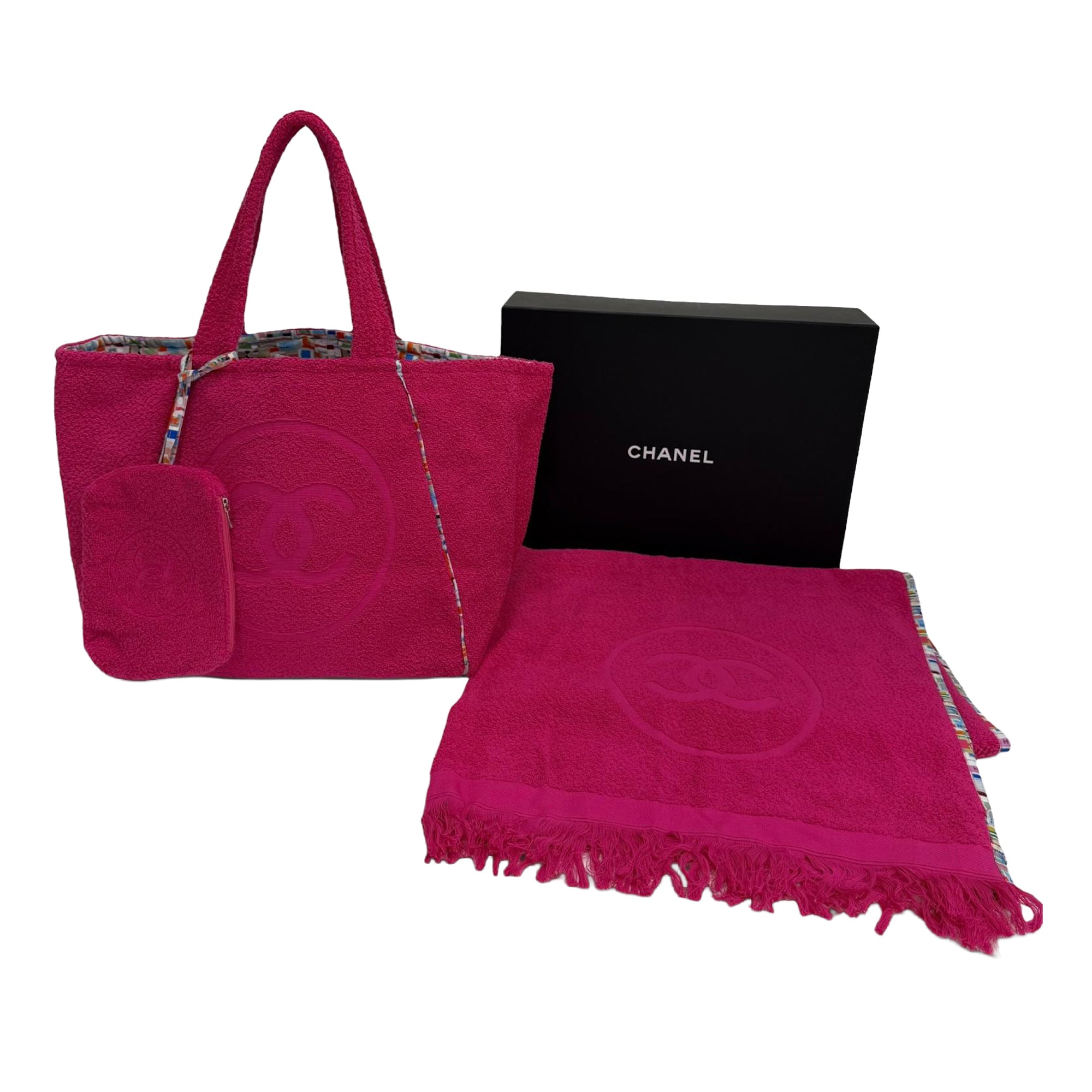 Chanel CC Terry Cloth Reversible Beach Tote - image 17