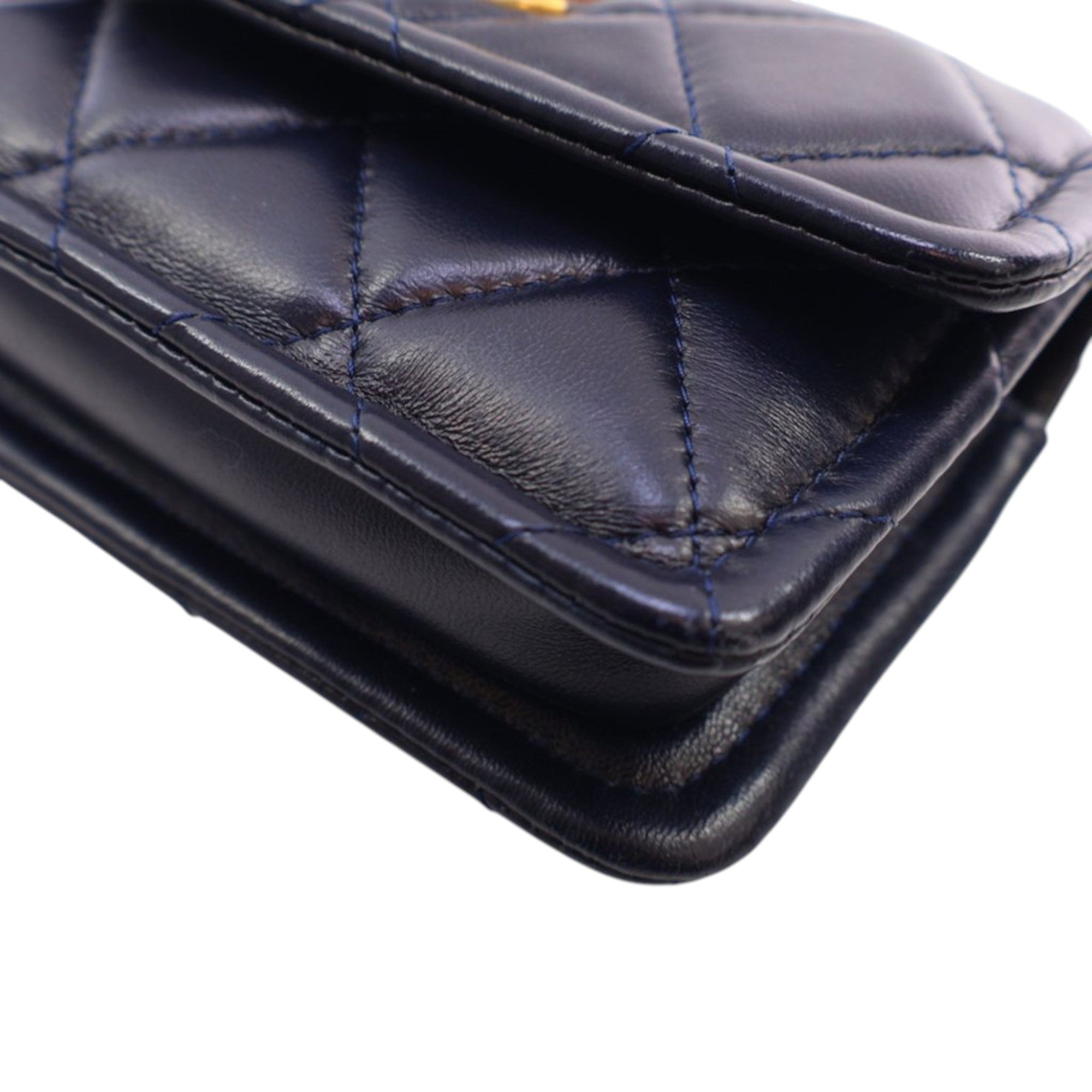 Chanel Mini Quilted Shiny Lambskin Button On Top Flap - image 13