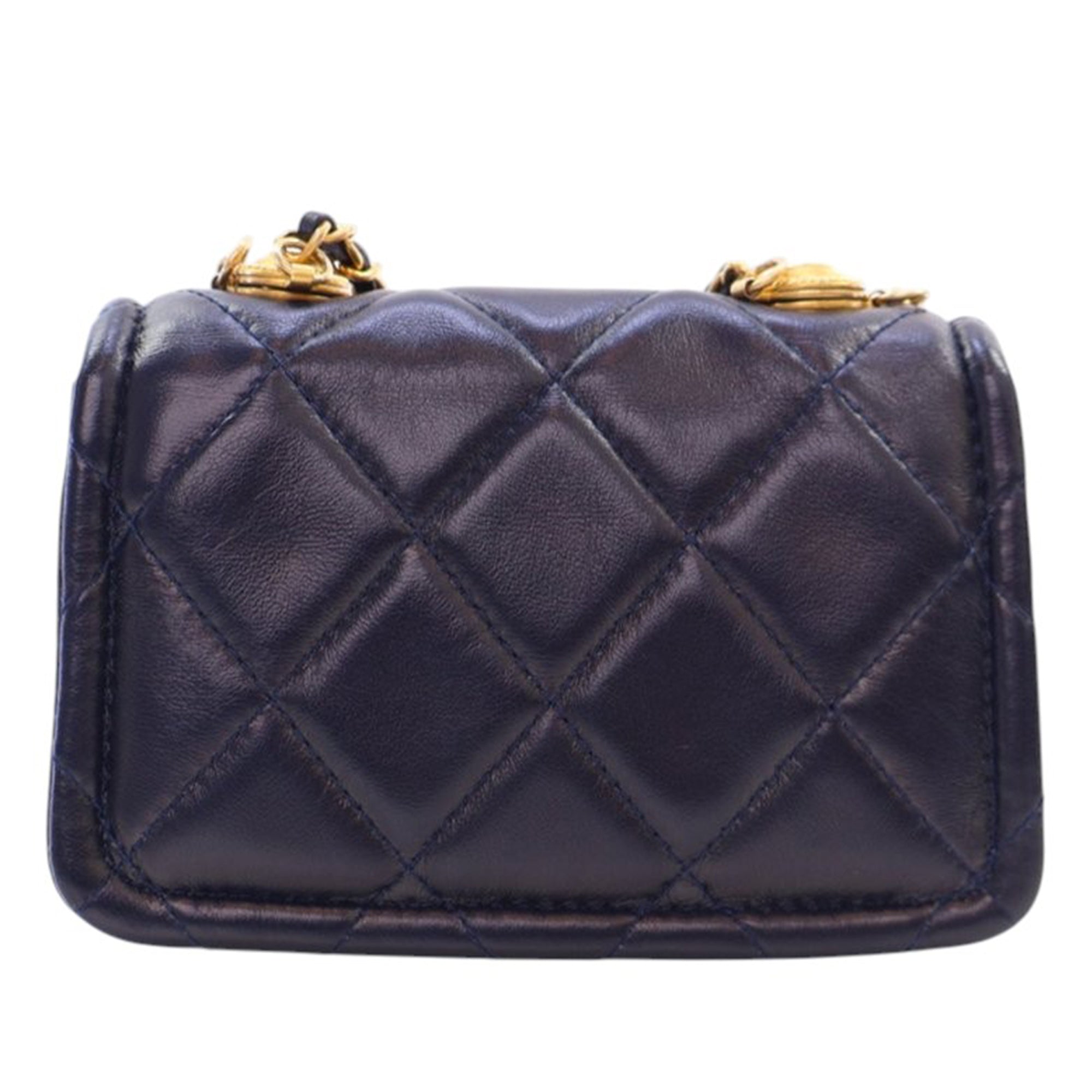 Chanel Mini Quilted Shiny Lambskin Button On Top Flap - image 4