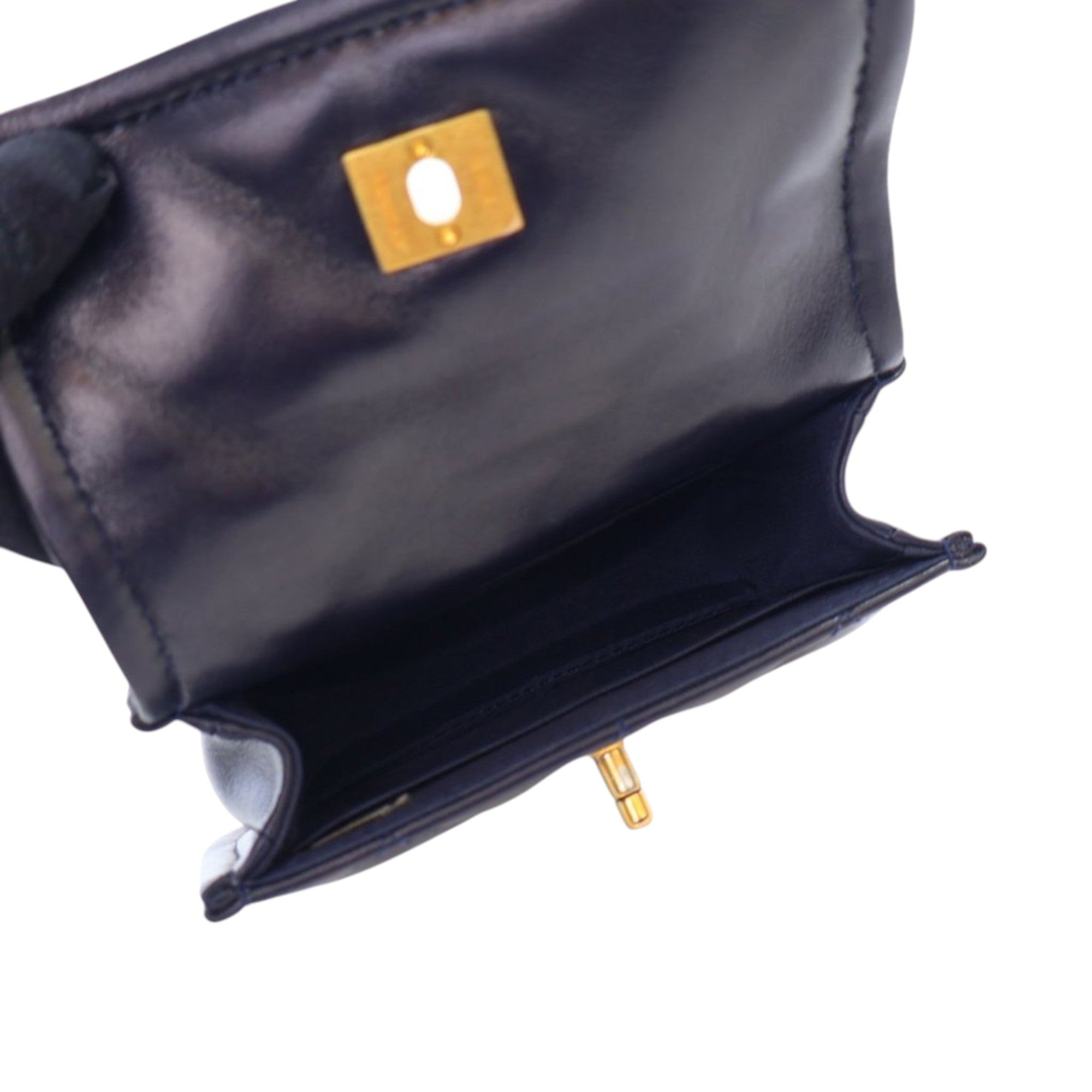 Chanel Mini Quilted Shiny Lambskin Button On Top Flap - image 6
