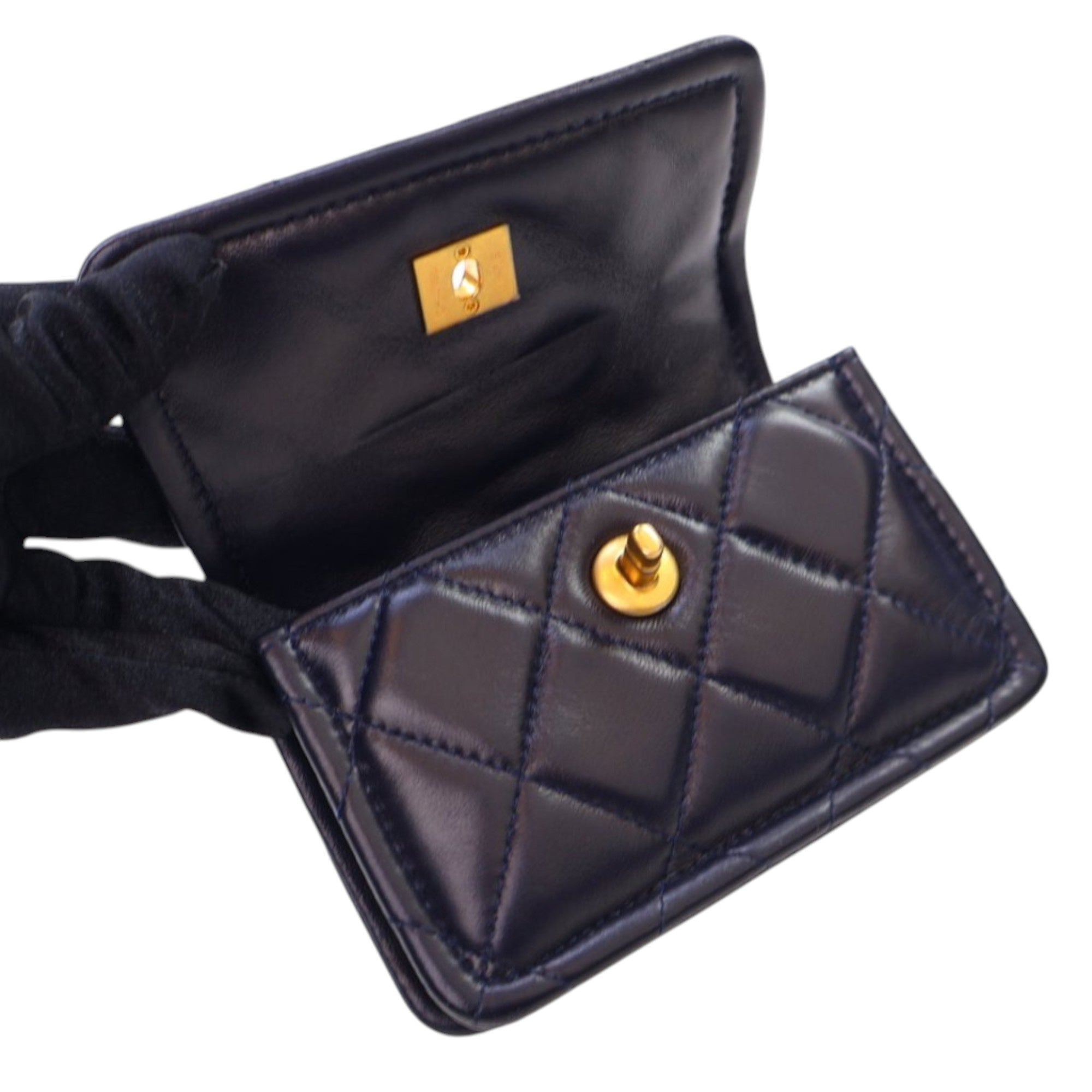 Chanel Mini Quilted Shiny Lambskin Button On Top Flap - image 8