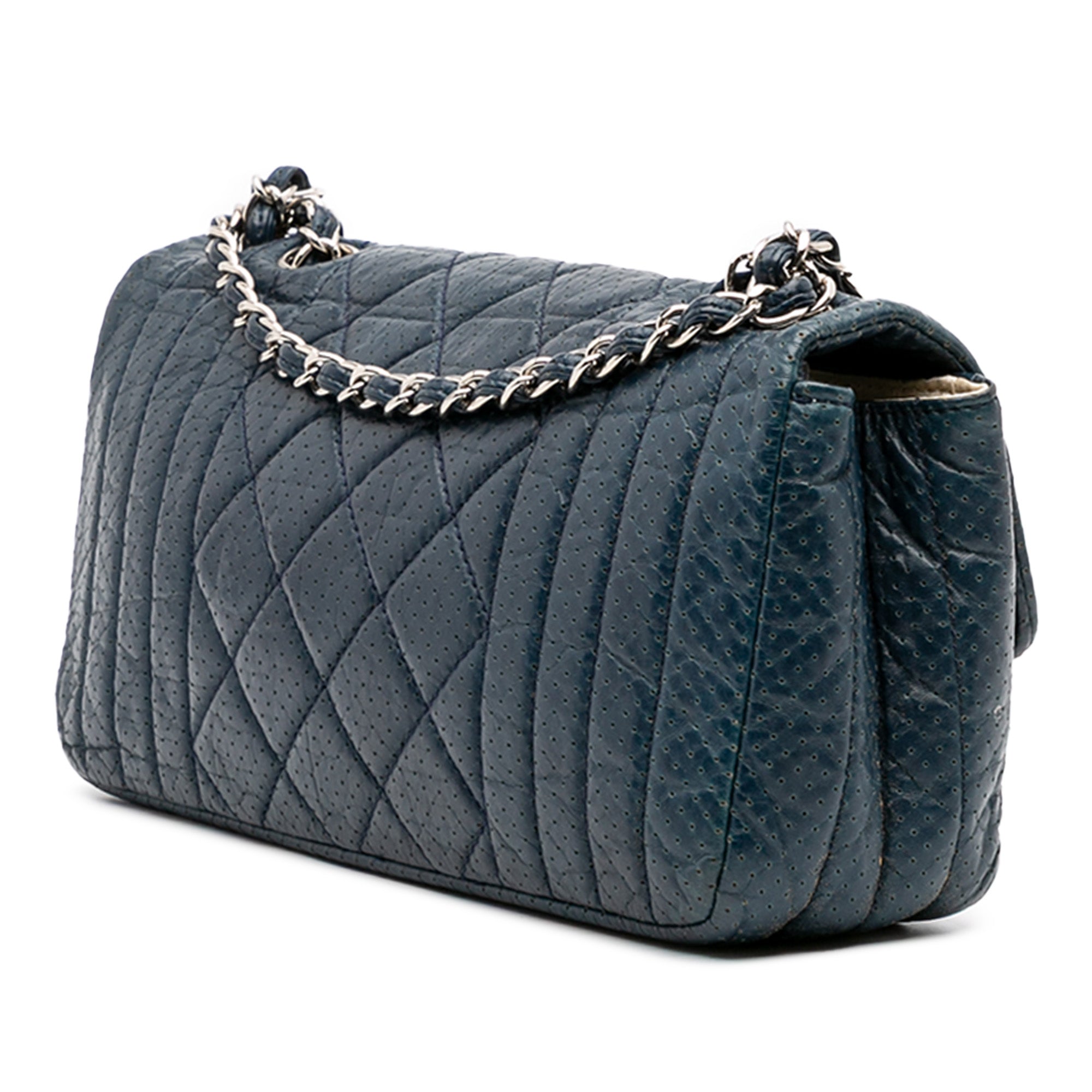 Chanel CC Quilted Perforated Aged Calfskin Flap - image 2