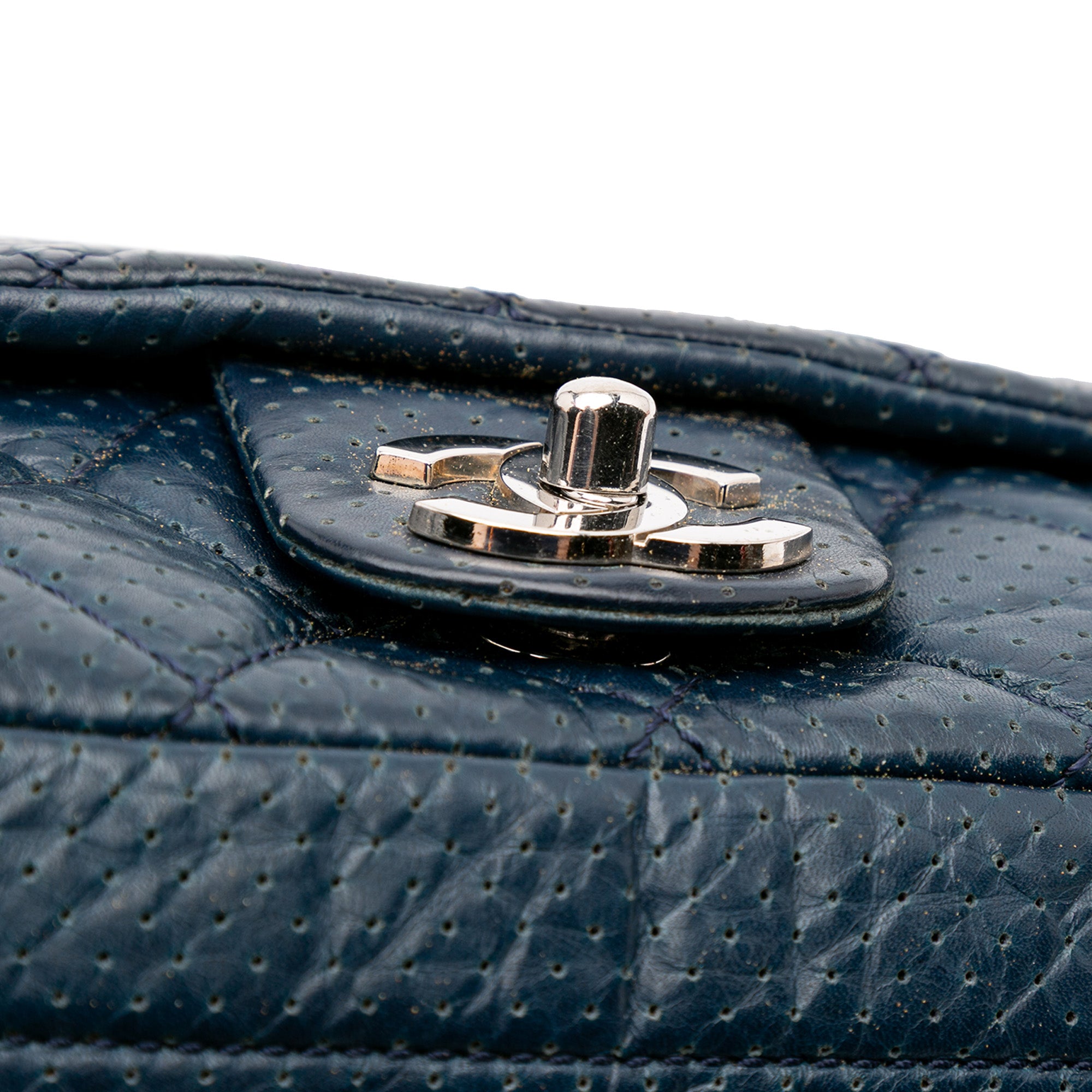 Chanel CC Quilted Perforated Aged Calfskin Flap - image 8