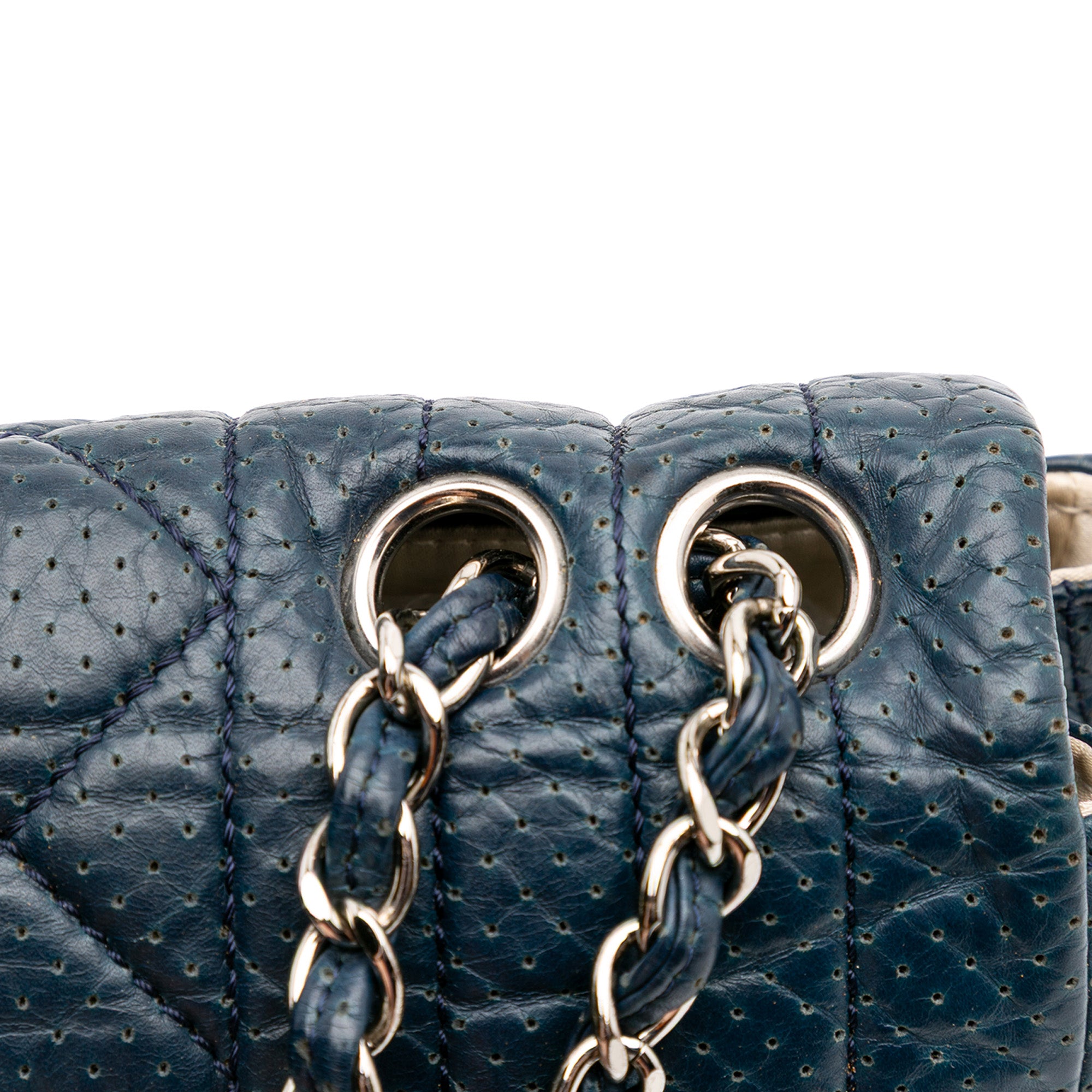 Chanel CC Quilted Perforated Aged Calfskin Flap - image 9