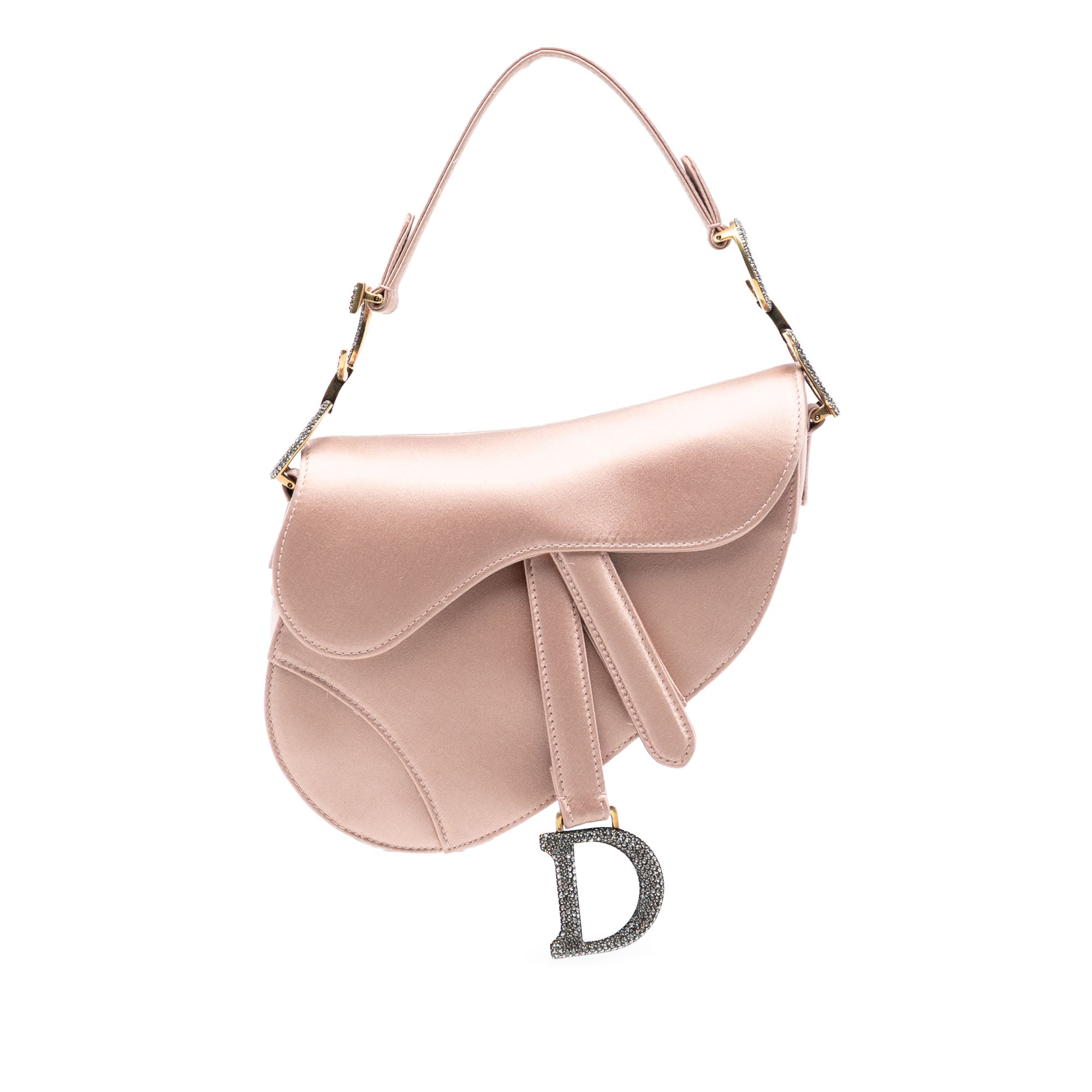 Dior Mini Satin Crystal Embellished Saddle Bag - image 1