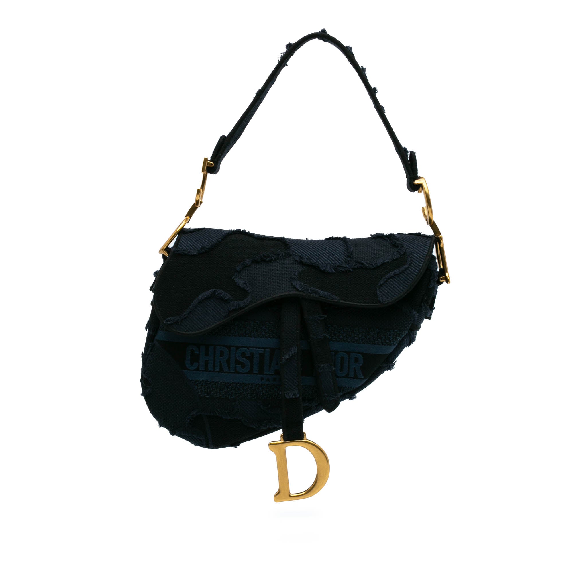 Dior Canvas Embroidered Camouflage Saddle Bag - image 1