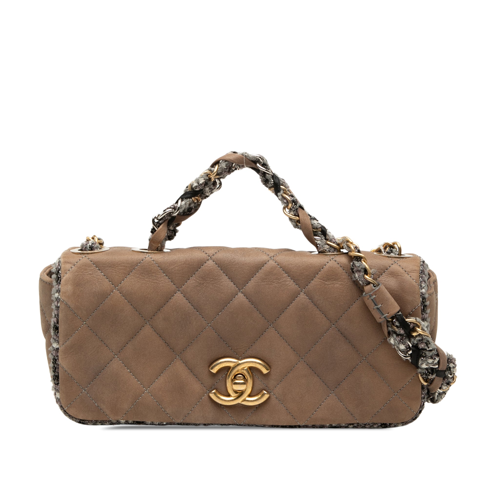 Chanel Small Quilted Lambskin and Tweed Chain Flap - image 1