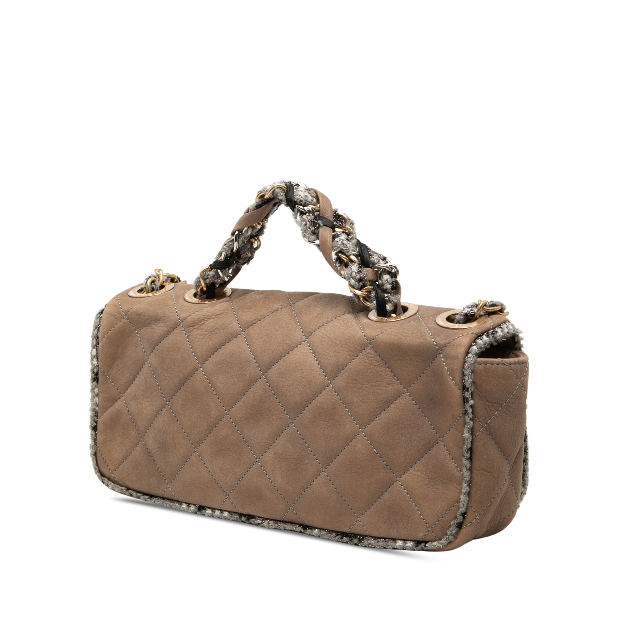 Chanel Small Quilted Lambskin and Tweed Chain Flap - image 2