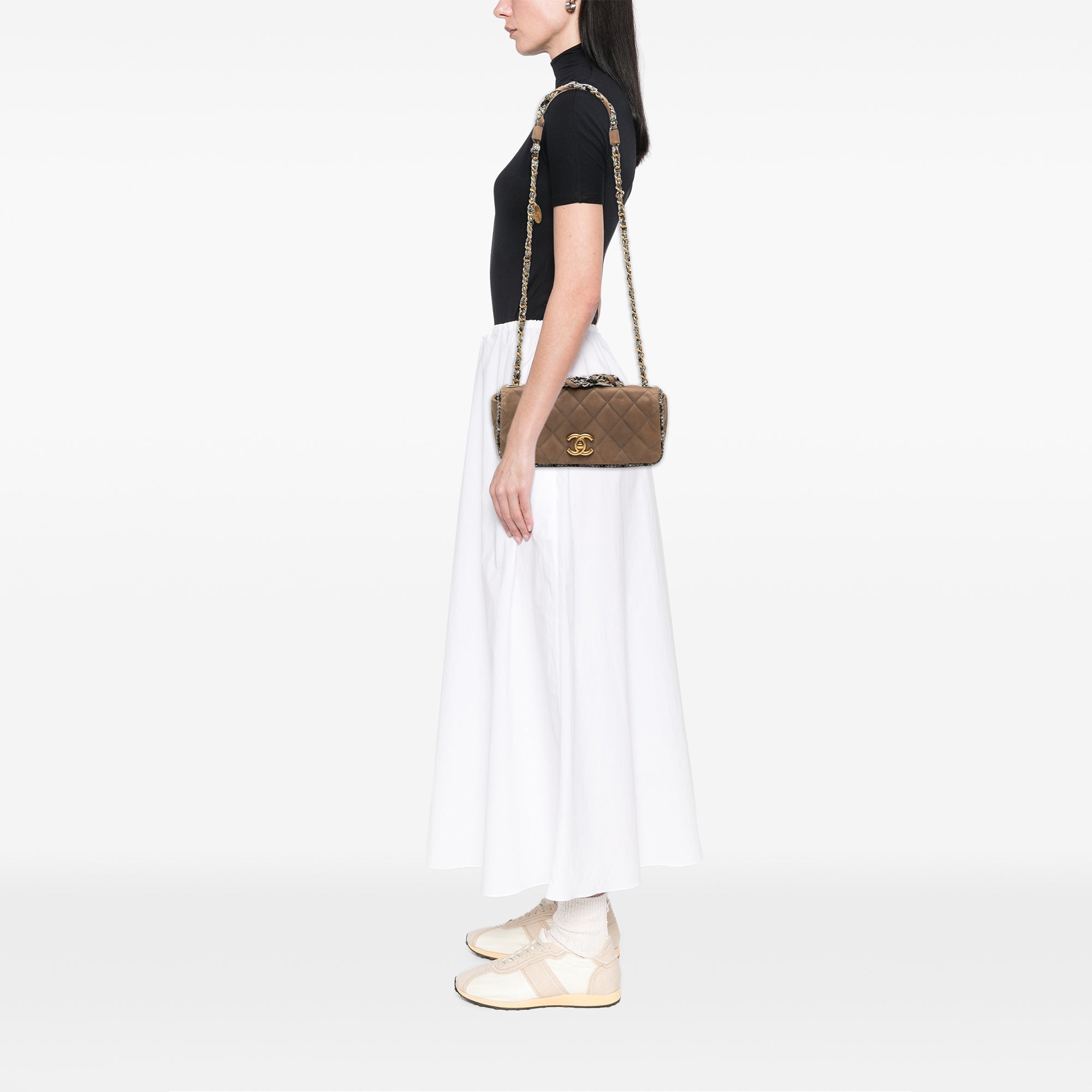 Chanel Small Quilted Lambskin and Tweed Chain Flap - image 6