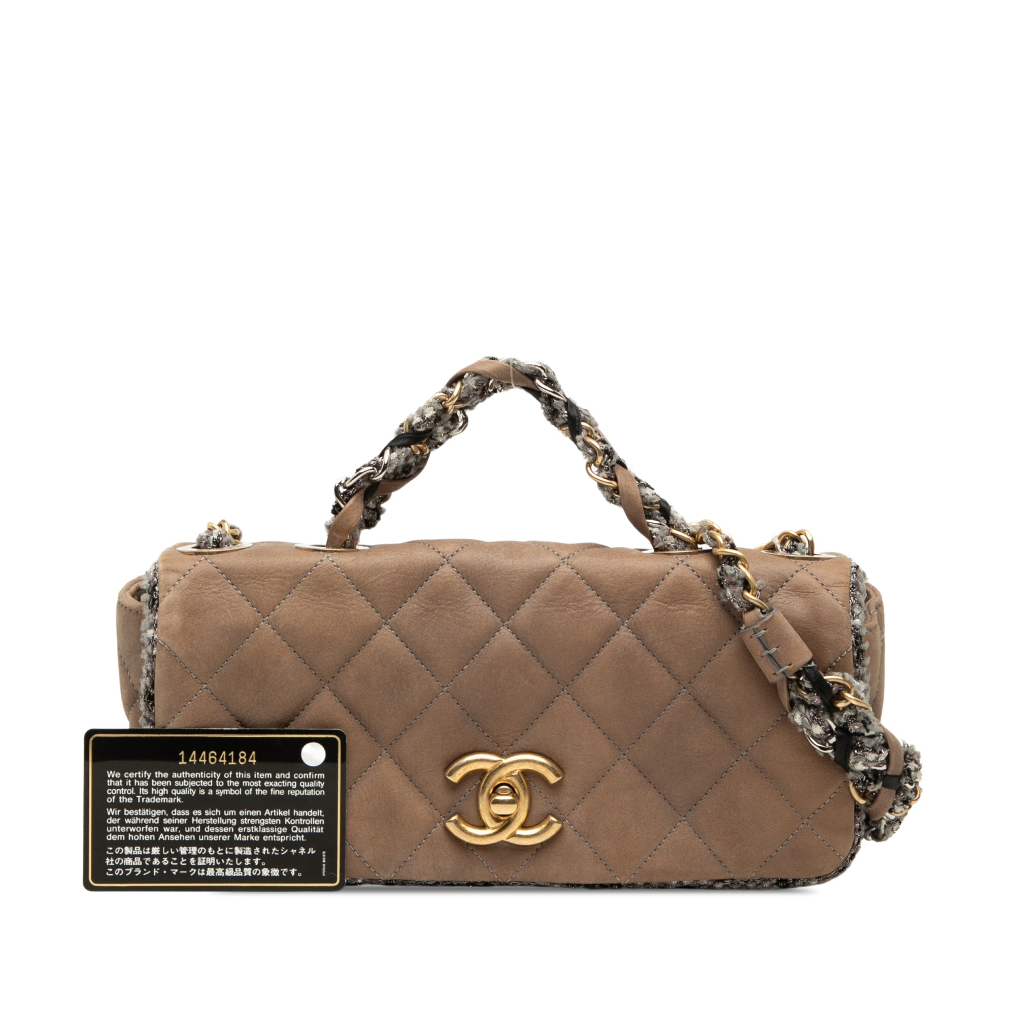 Chanel Small Quilted Lambskin and Tweed Chain Flap - image 7