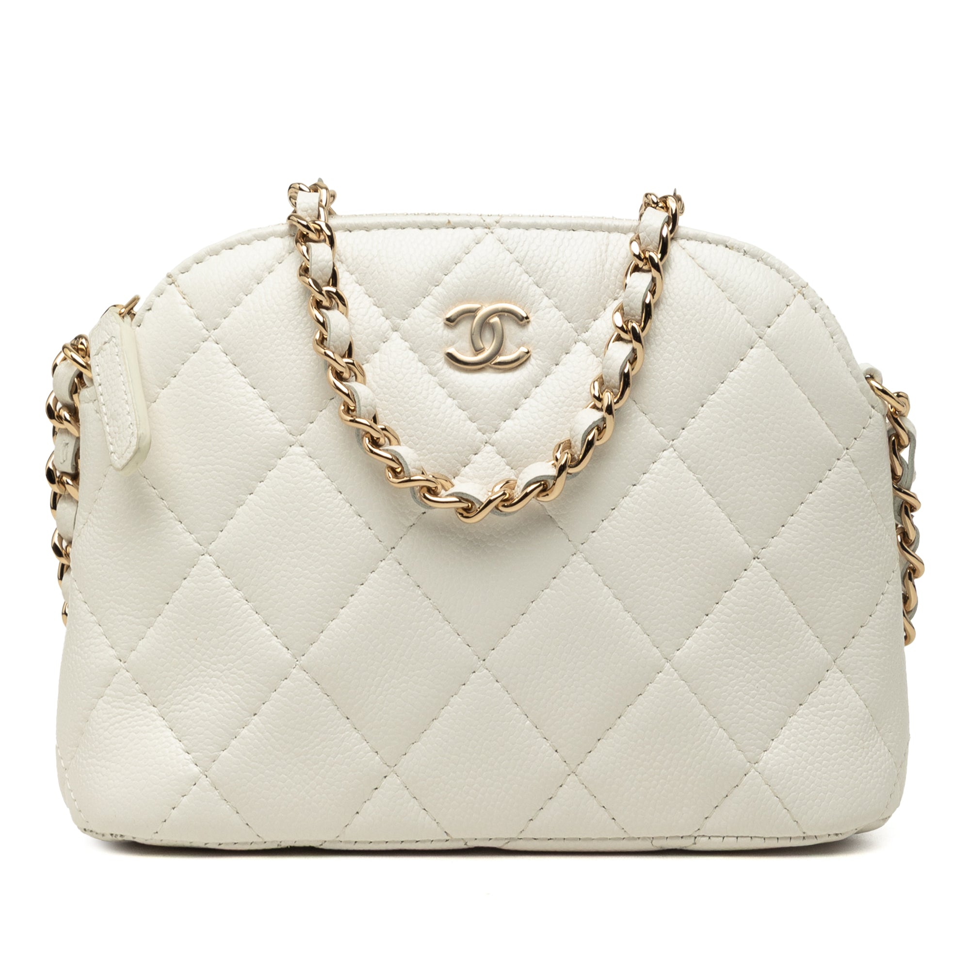 Chanel Mini CC Quilted Caviar Dome Clutch with Chain - image 1