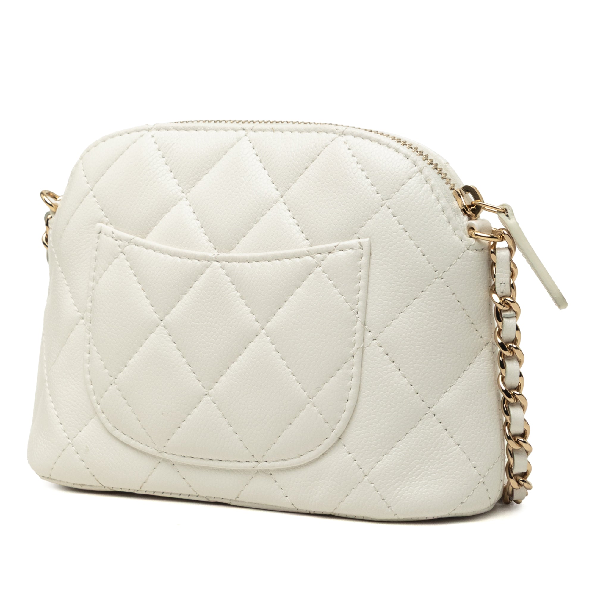 Chanel Mini CC Quilted Caviar Dome Clutch with Chain - image 2