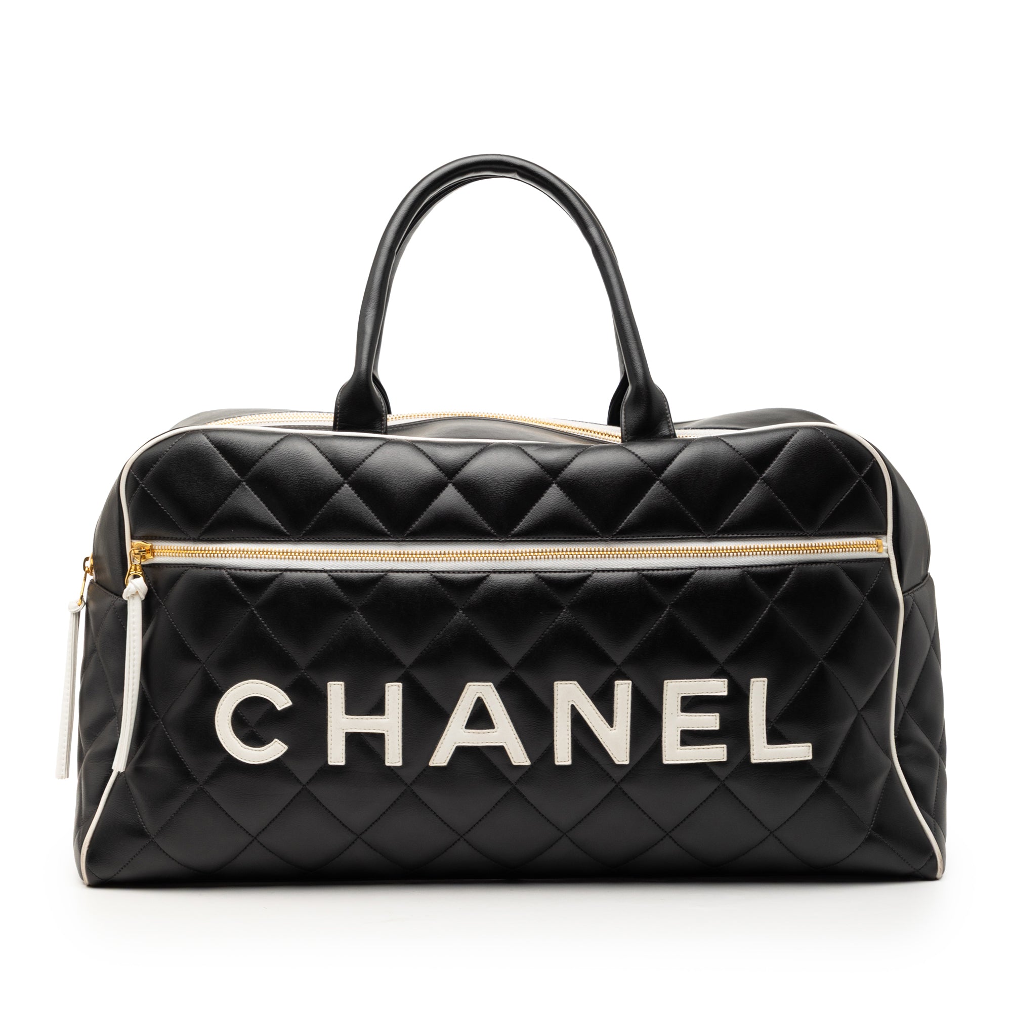 Chanel Quilted Calfskin Logo Bowler Weekend Bag - image 1