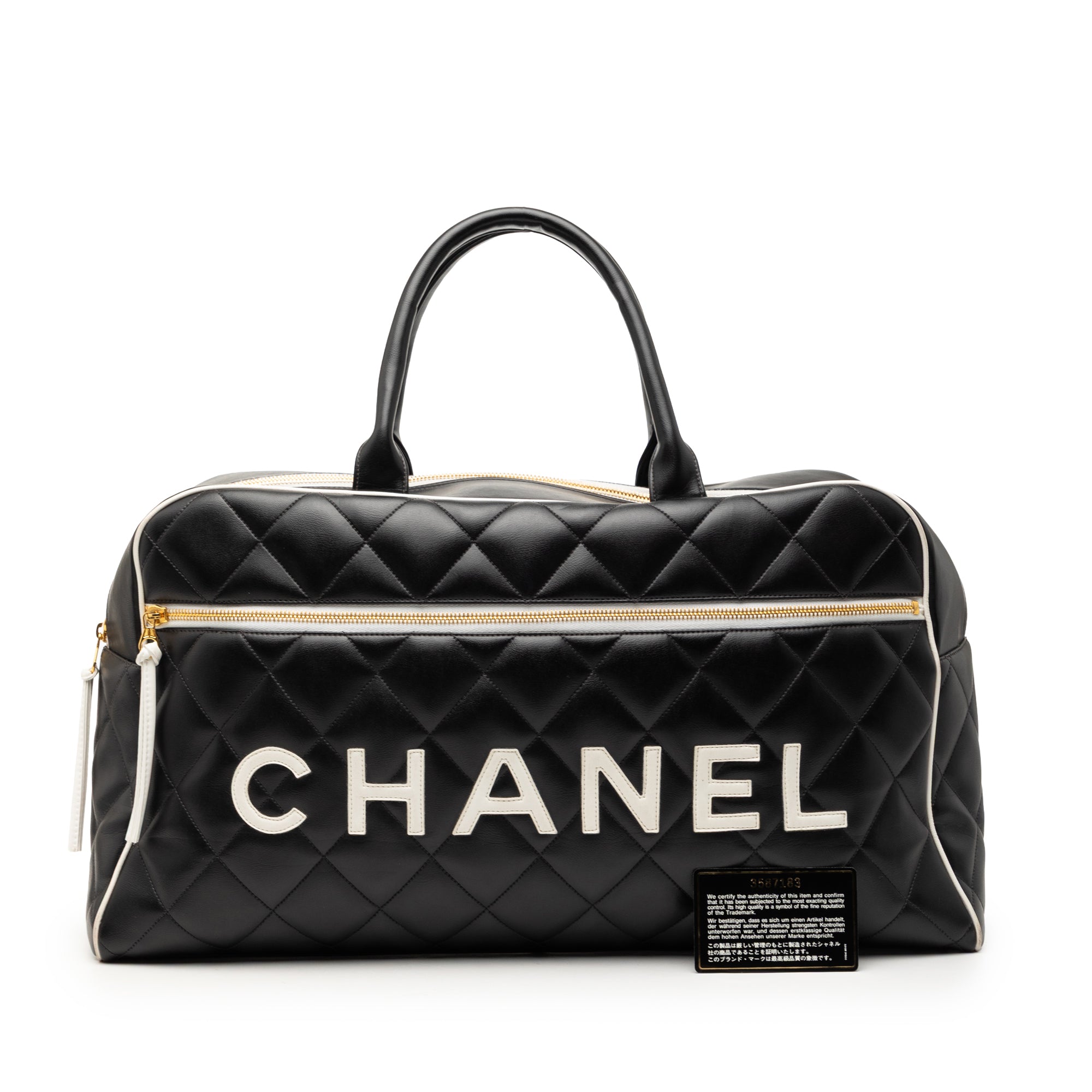 Chanel Quilted Calfskin Logo Bowler Weekend Bag - image 12