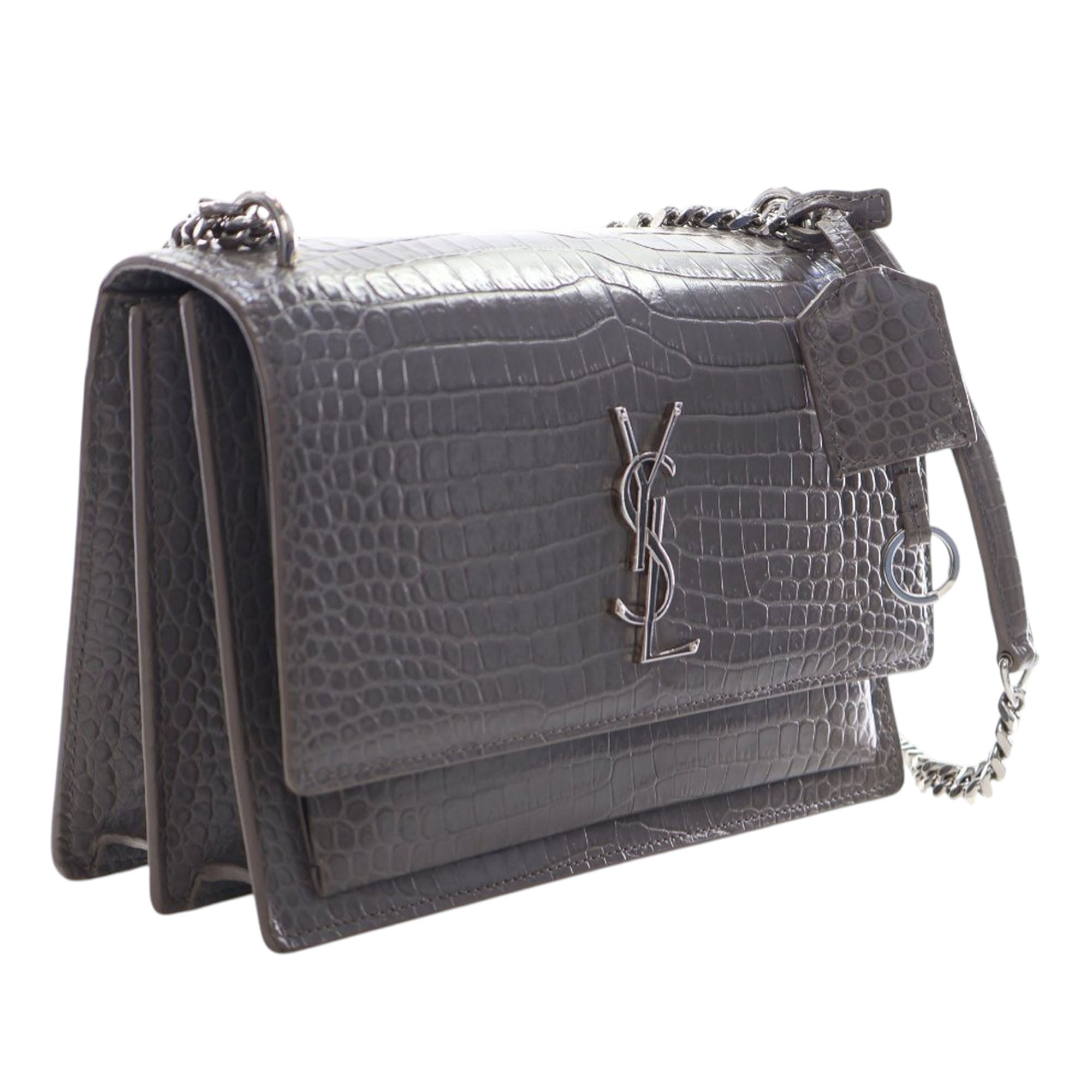Saint Laurent Medium Croc Embossed Leather Monogram Sunset Crossbody - image 3